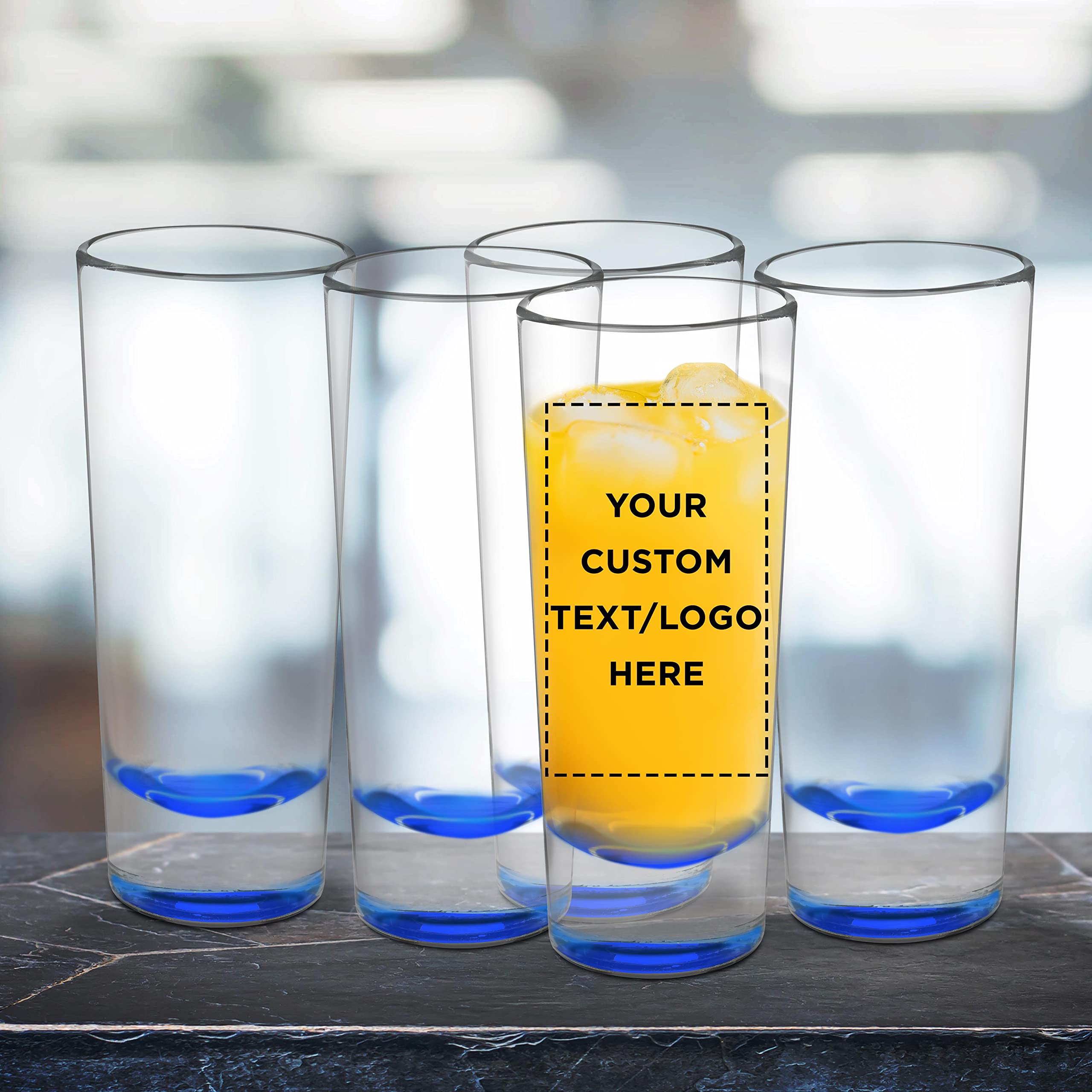 Custom 2 oz Cordial Shot Glasses Set of 50 - Personalized Bulk Pack for Parties, Weddings & Events - Durable Blue Glassware for Bars, Restaurants & Home Entertaining