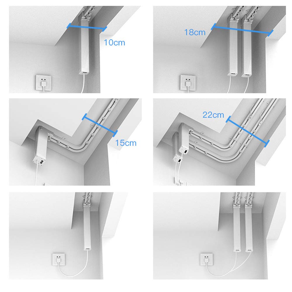 6M Motorized Curtain Track with Remote Control - Smart Electric Curtain Rail System for Home, Ceiling or Wall Mount, Center Opening Design (Ideal for Living Room, Bedroom & Home Theater Automation)
