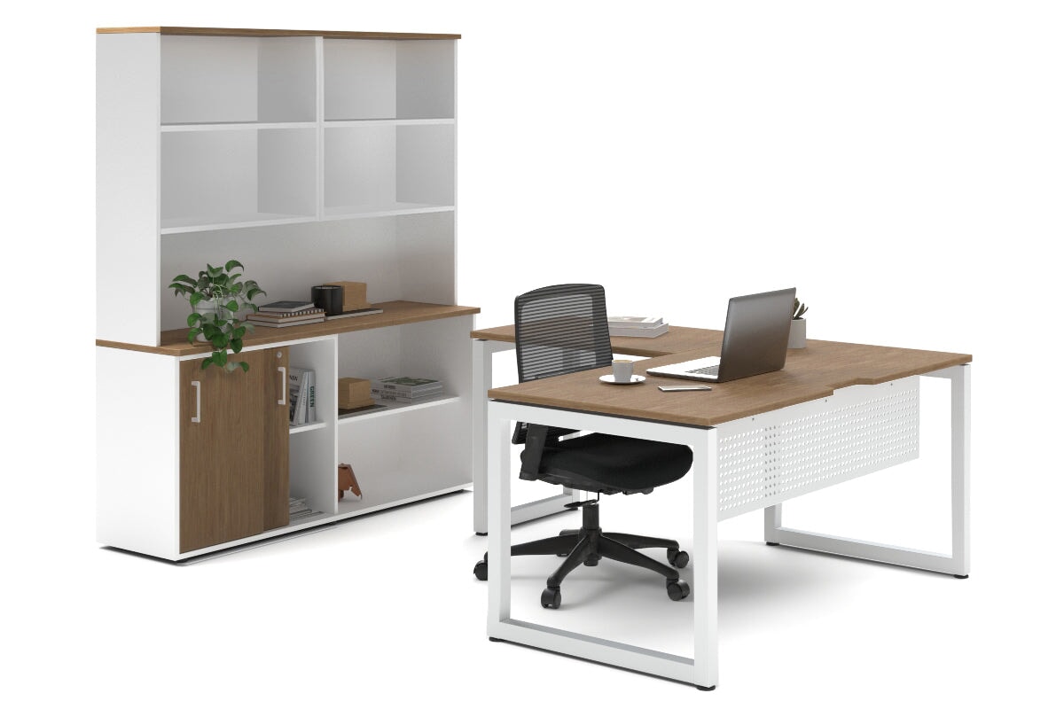 Premium L-Shaped Executive Desk with Quadro Loop Legs - White Finish [1800L x 1800W with Cable Management Scallop] - Perfect for Home Office & Corporate Workspaces
