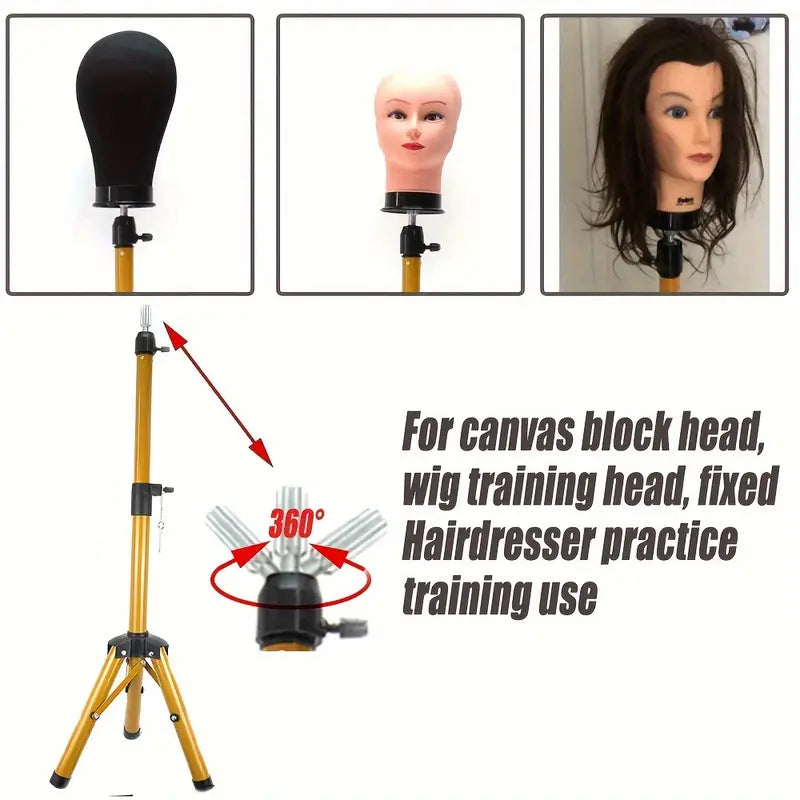 Heavy Duty Adjustable Wig Stand Tripod - 120cm Black for Salon, Cosplay & Styling - Perfect for Professional Hairstylists & Wig Enthusiasts