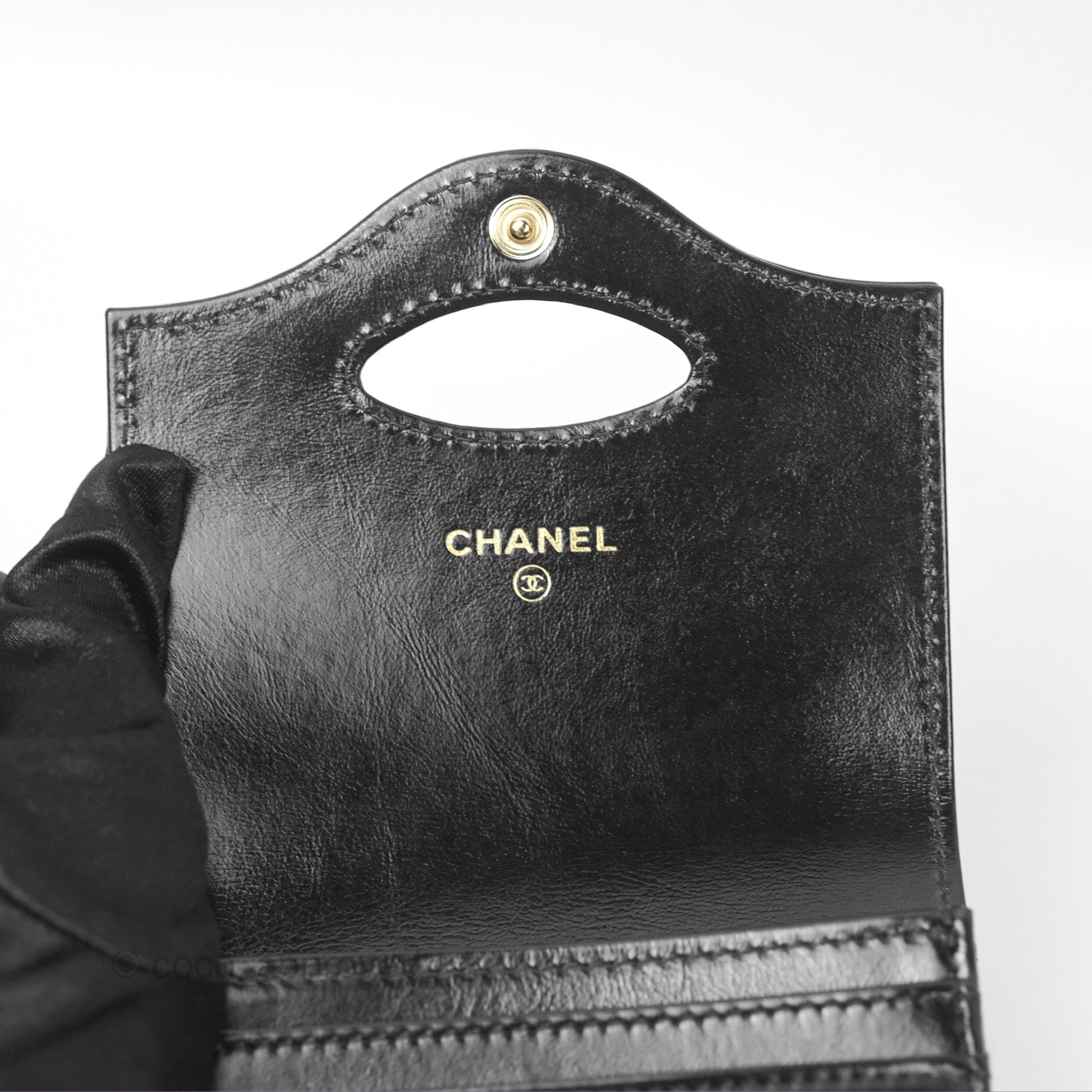 Chanel 31 Card Holder in Shiny Black Calfskin with Gold Hardware - Luxury Wallet for Credit Cards & IDs | Perfect for Everyday Use & Gift Giving