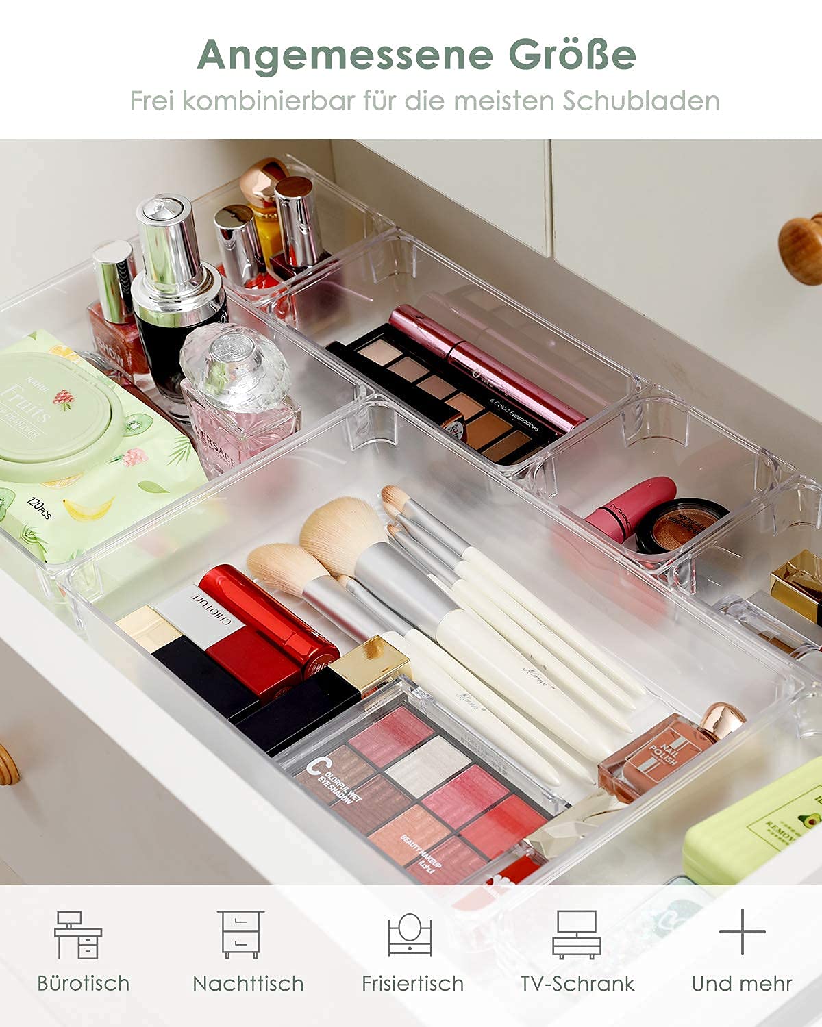 10 Pcs Stackable Clear Plastic Storage Boxes for Makeup & Jewelry - Home & Office Organizer