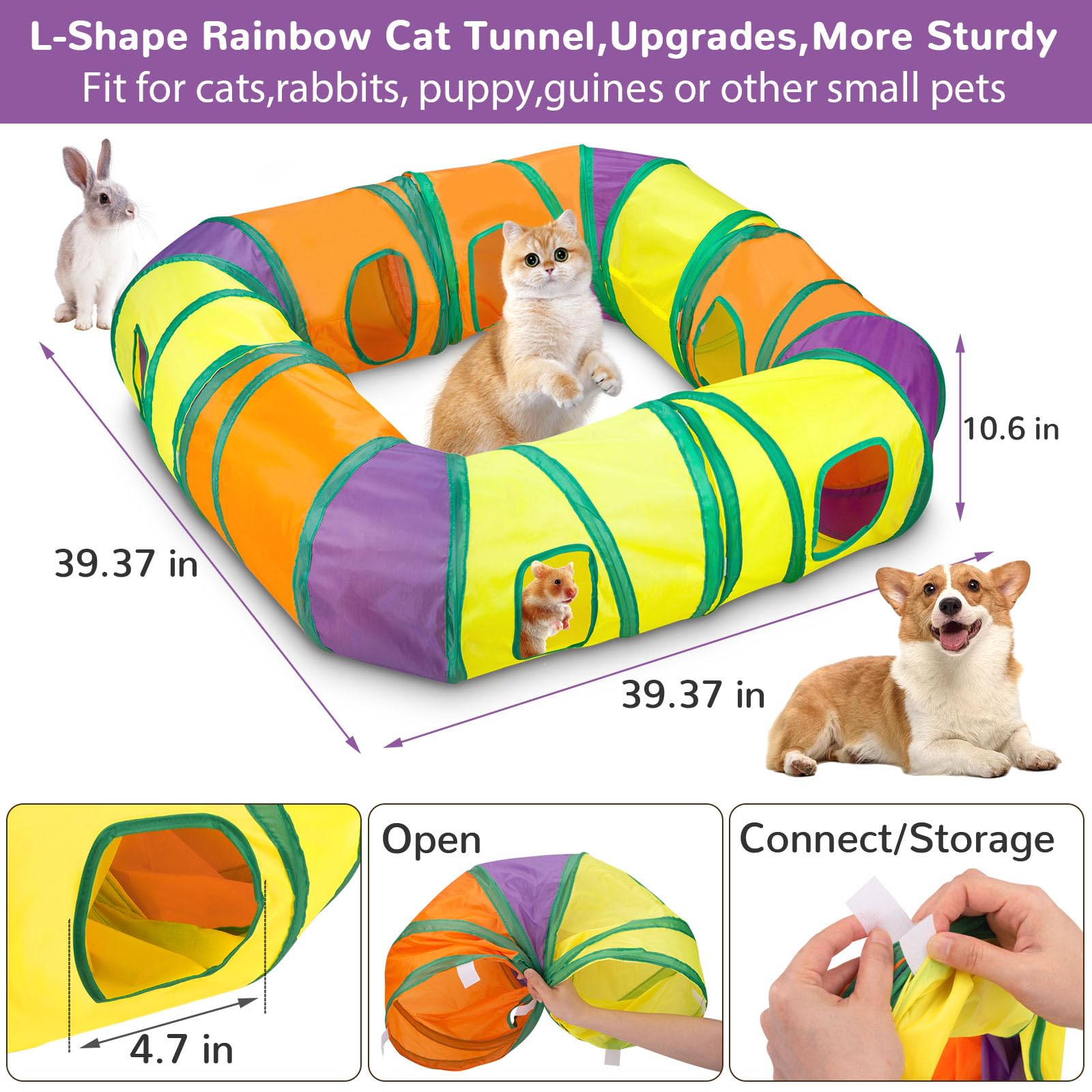 25 Pcs Cat Toys Set: Interactive Feather Teaser Wand, 4 Collapsible Cat Tunnels, Springs, Mouse, Crinkle Toys, Rainbow Football Ball with Bell - Perfect for Indoor Kittens and Cats Playtime