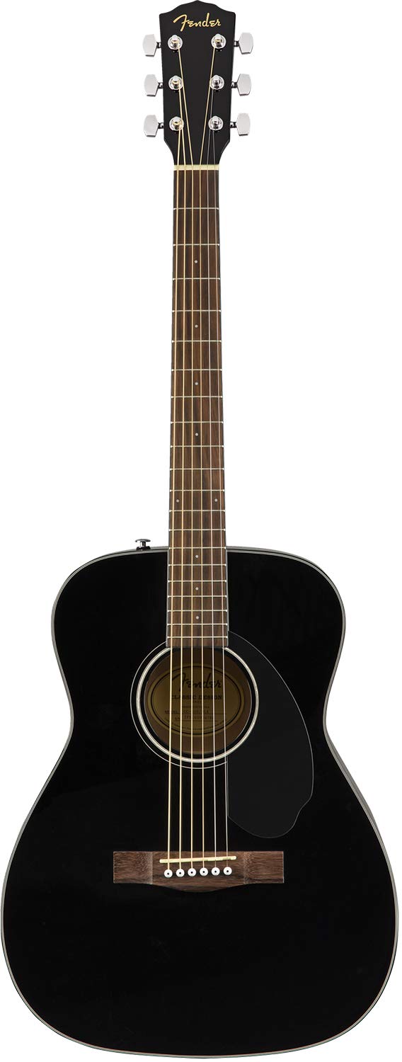Fender CC-60S Concert Acoustic Guitar Bundle - Black | Includes Gig Bag, Tuner, Strap, Strings, Picks | Fender Play Online Lessons & Instructional Book | Perfect for Beginners, Camping, Travel & Home Practice