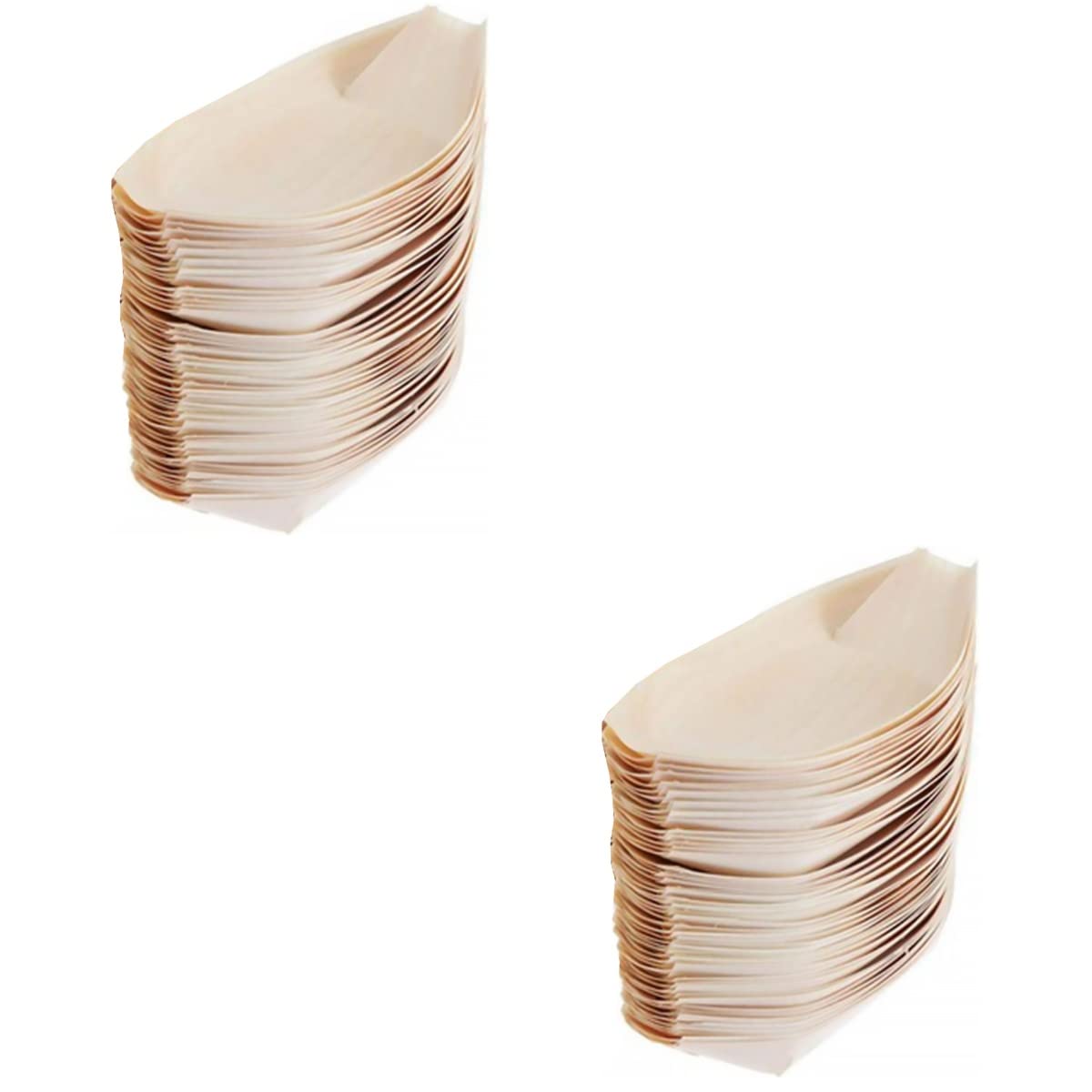 Hemoton 200 PCS Wooden Sushi Boats & Bowls for Charcuterie, Snacks, Desserts
