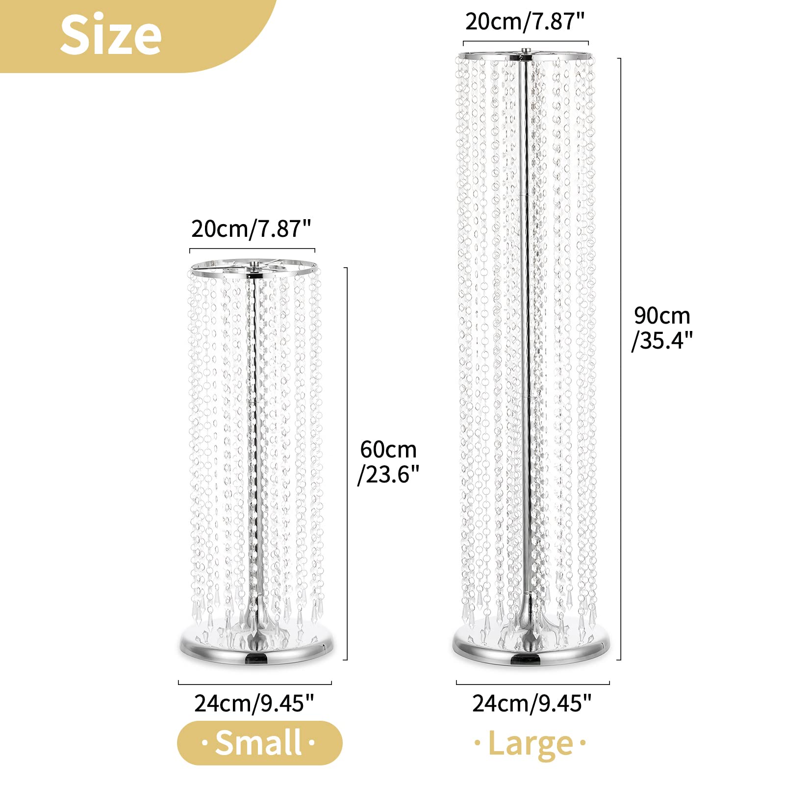 NUPTIO 10-Pack 23.6 Inch Silver Metal Zinc Trumpet Flower Vases - Elegant Wedding Centerpiece Decor for Table Arrangements, Home Decor & Event Styling