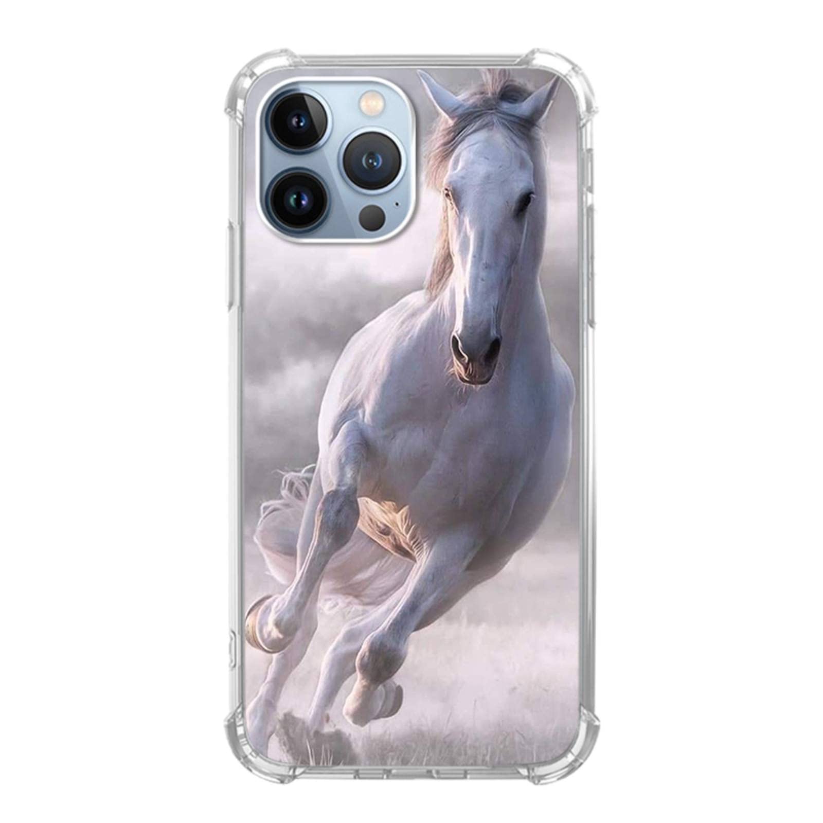 Premium White Horse Pattern TPU Case for iPhone 13 Pro Max - Soft Bumper, Anti-Scratch Protective Cover | Perfect for Outdoor Activities, Travel & Daily Use