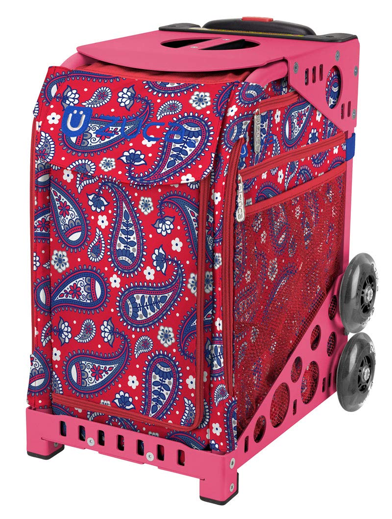 Zuca Sport Bag - Red Paisley Design with Pink Frame | Durable Gym Bag for Yoga, Fitness & Travel | Perfect for Athletes & Active Lifestyles