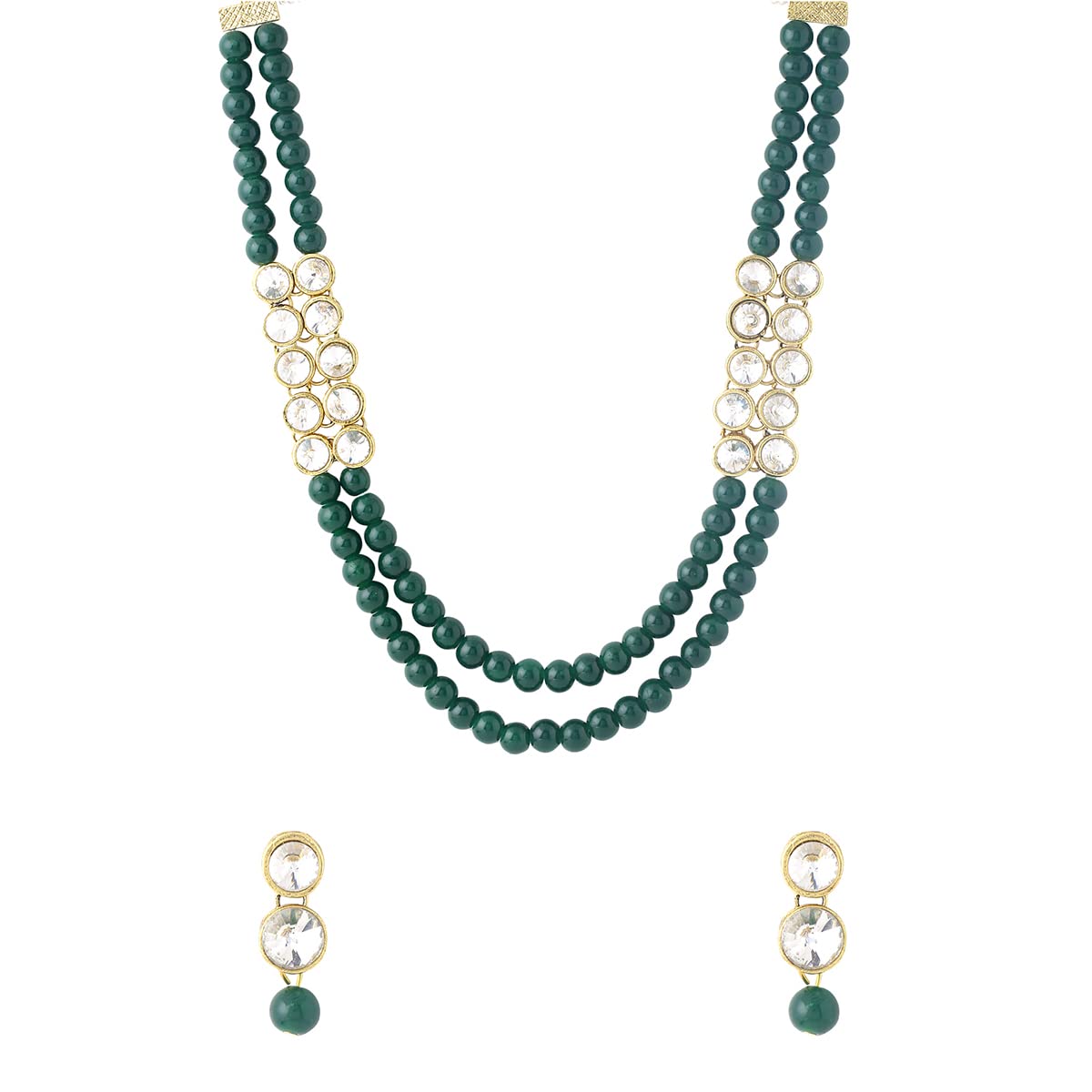 Yellow Beaded Choker Necklace Set for Women & Girls - Green Stone Jewelry with Gold Tone Pendant | Elegant Birthday & Anniversary Gift for Wife, Girlfriend, Daughter | Perfect for Parties, Weddings & Special Occasions