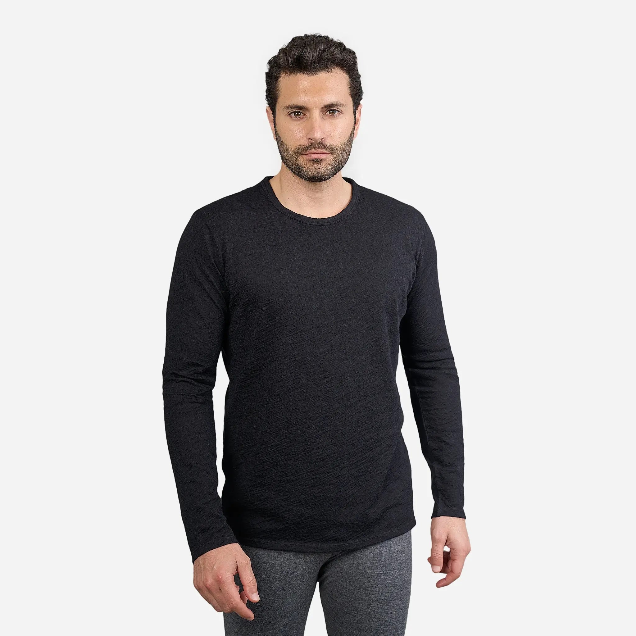 Premium Men's Alpaca Wool Long Sleeve T-Shirt - 160 Ultralight Thermal Base Layer for Hiking, Camping & Winter Outdoor Activities
