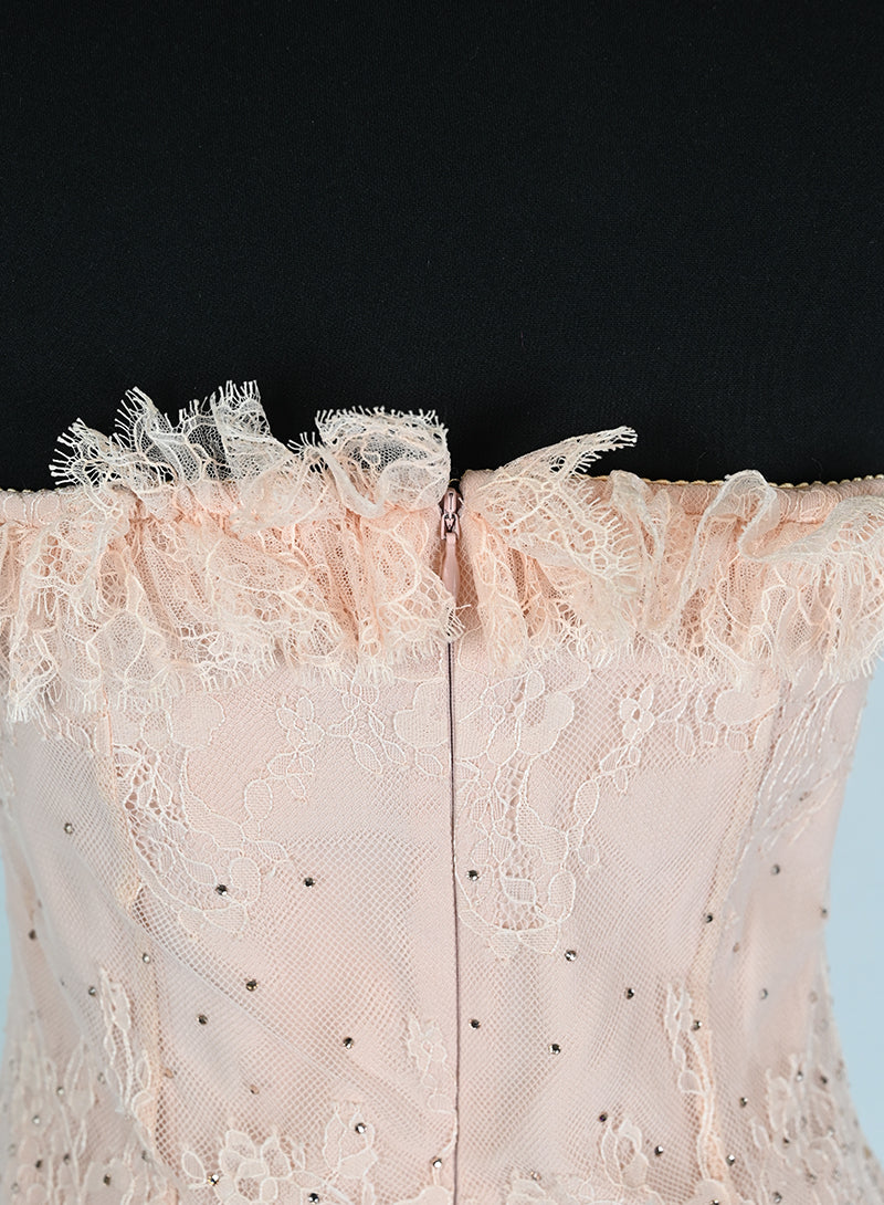 Blumarine Pink Short Dress with Rhinestones and Shoulder Cover - Size 40 | Perfect for Cocktail Parties, Weddings & Evening Events