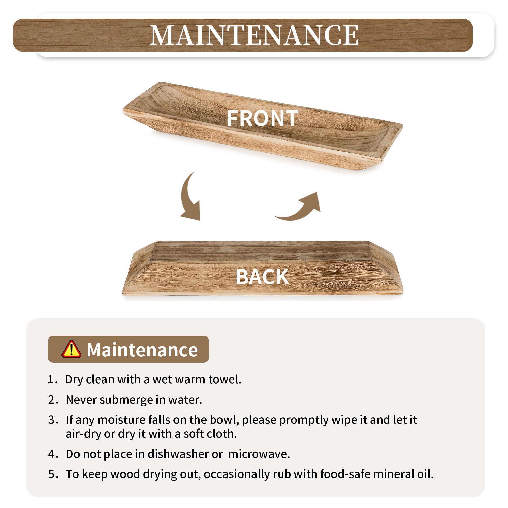 Hanobe Large Decorative Wood Dough Bowl - Rustic Unfinished Wooden Centerpiece for Dining Table, Kitchen Decor, Candle Holder & Fruit Bowl | Perfect for Farmhouse, Wedding & Holiday Decorations