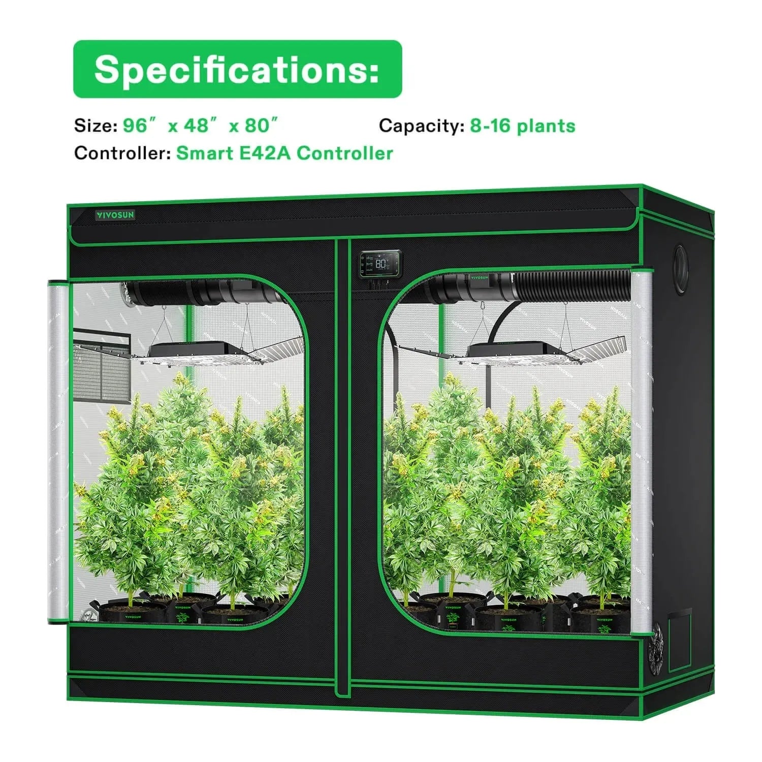 Vivosun Smart Grow Tent Kit for 8 Plants | 4' x 8' Indoor Hydroponic System - Perfect for Home Gardening, Seed Starting & Plant Cultivation