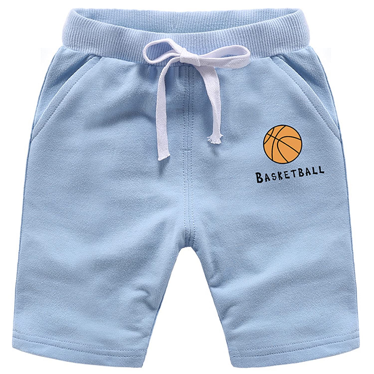 **Easygou Boys & Girls 2-Pack Summer Basketball Shorts - Toddler Baby Cotton Pull-On Shorts with Pockets & Drawstring - Perfect for Sports, Play & Casual Wear**