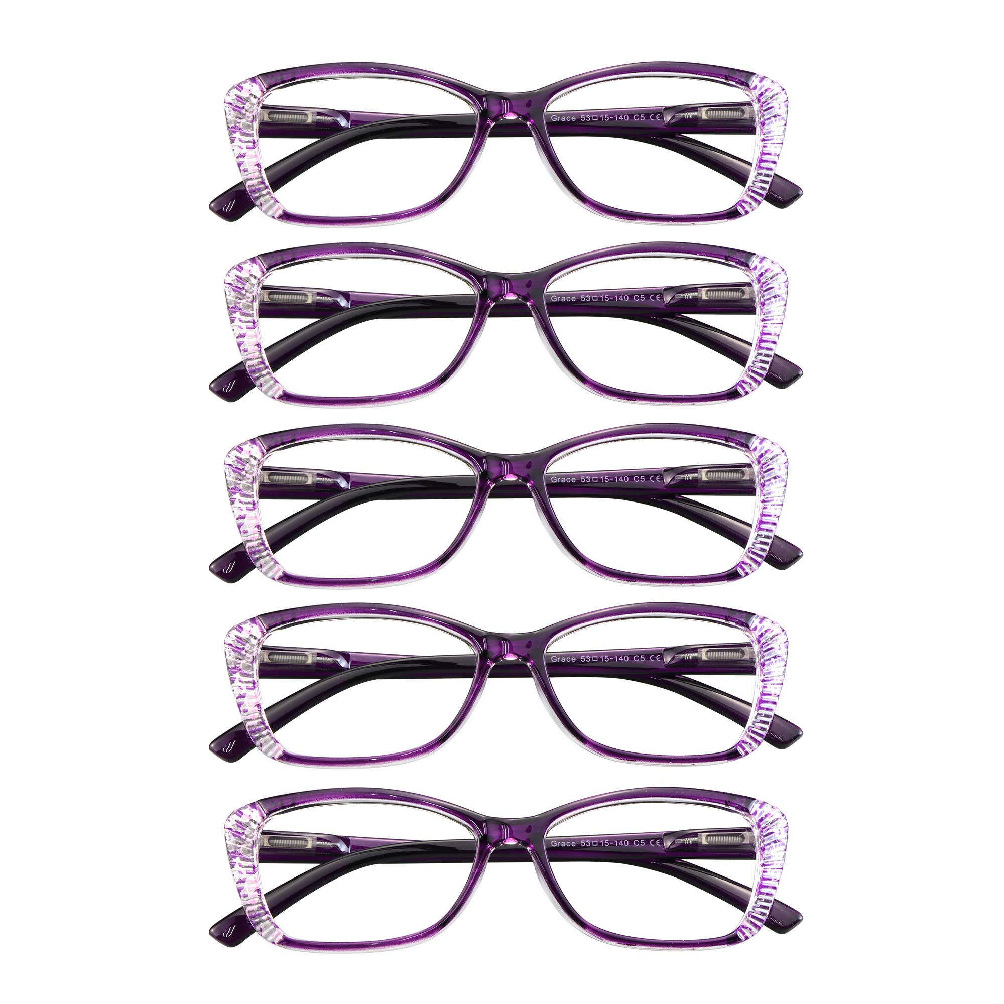 VisionGlobal 5 Pairs Reading Glasses - Blue Light Blocking for Women & Men | Office & Screen Use