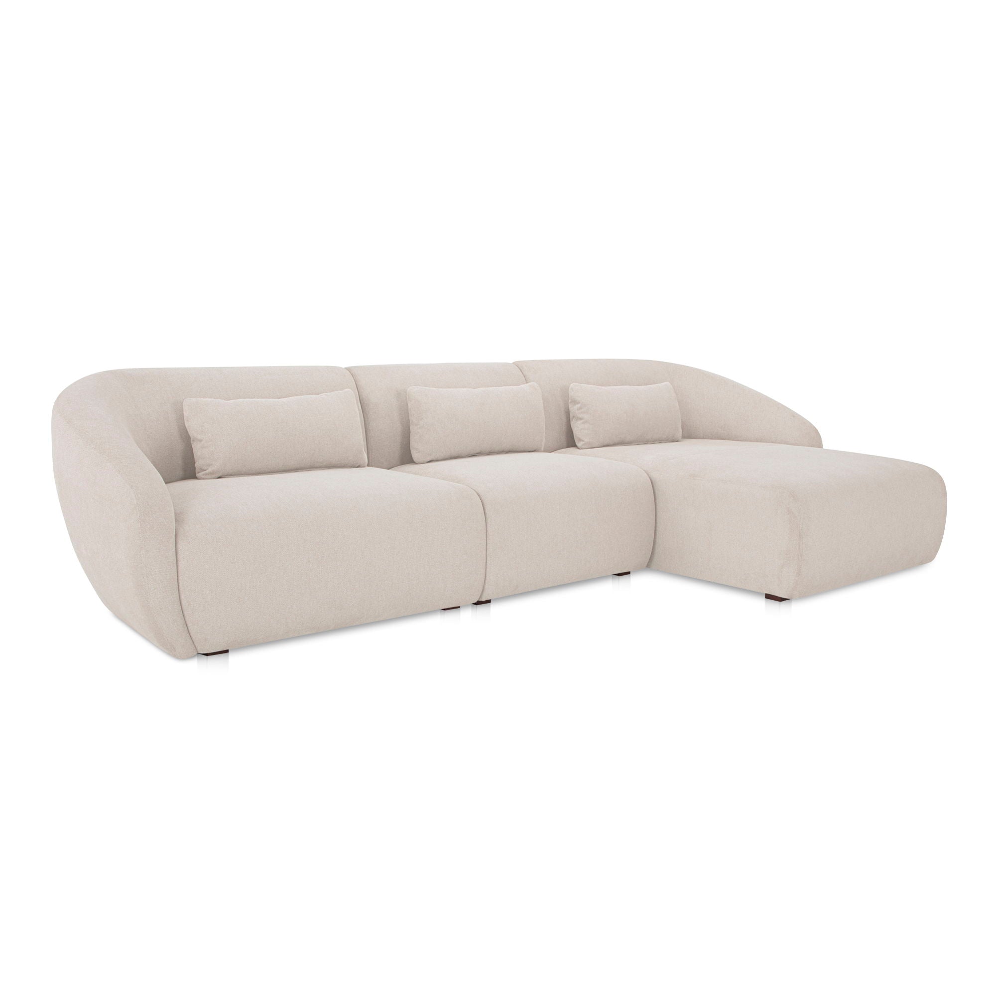 Amelia Modular Sectional Sofa Right Section in Warm White - Perfect for Living Room, Lounge & Home Theater Comfort