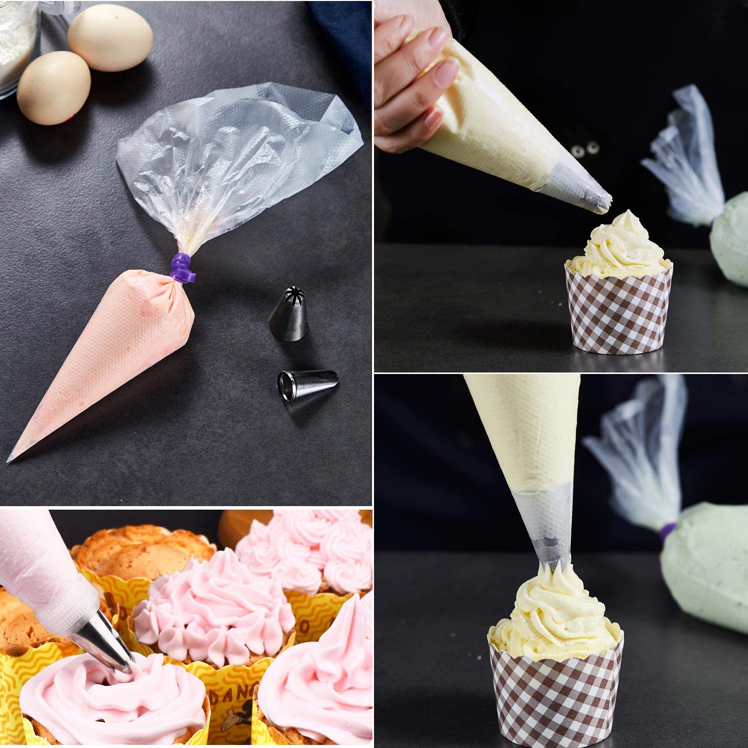 500 Pcs Disposable Piping Bags 10.6 Inch - Thick Tipless Pastry Bags for Icing, Frosting, Baking Cookies & Cupcake Decorating - Perfect for Home Bakers, Cake Decorating & Party Supplies