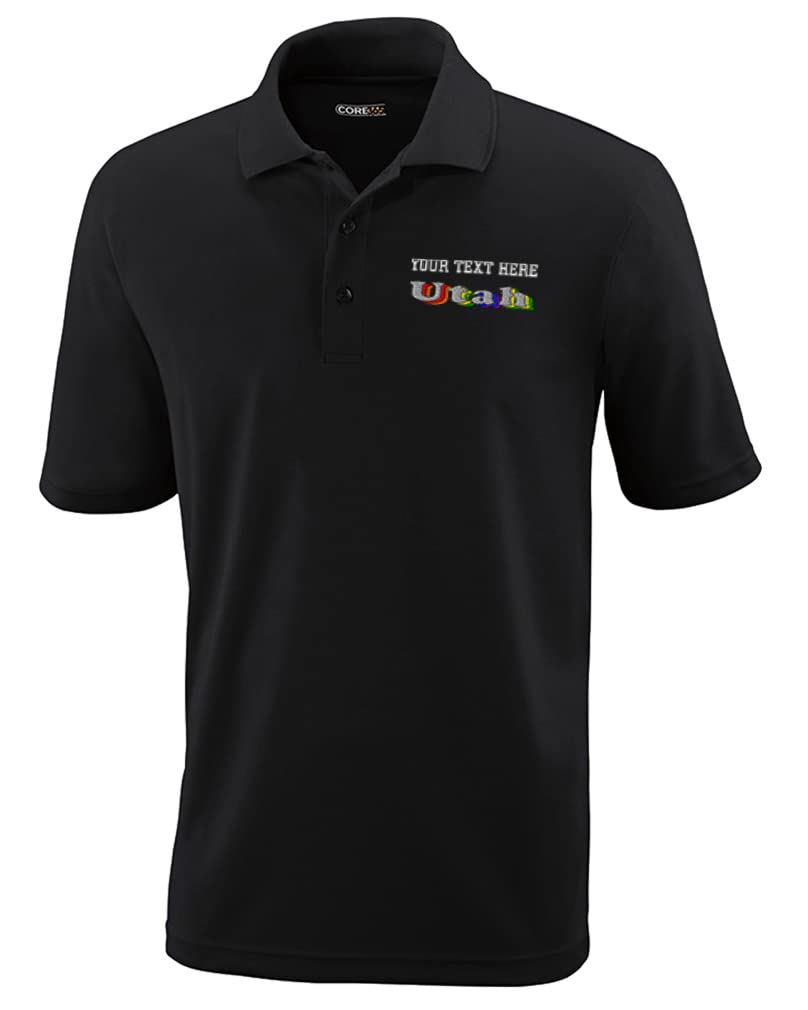 Custom Performance Golf Polo Shirts for Men - Moisture-Wicking Short Sleeve Utah Style B Tees | Perfect for Golf Tournaments & Casual Summer Wear