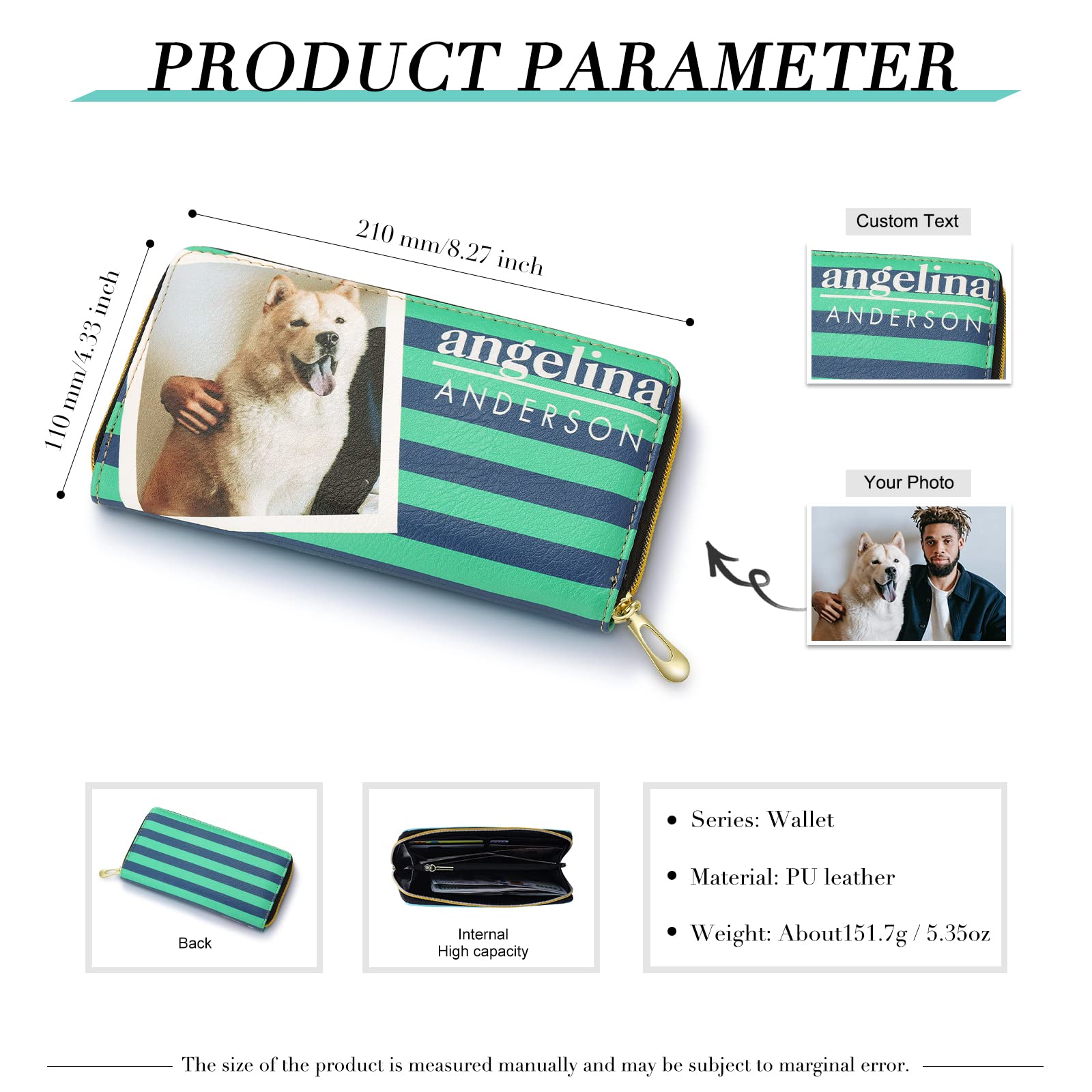 Custom Engraved Leather Wallets for Women - Personalized Photo & Name Zipper Credit Card Holder - Perfect Mother's Day Gift for Mom - Ideal for Everyday Use, Travel & Special Occasions