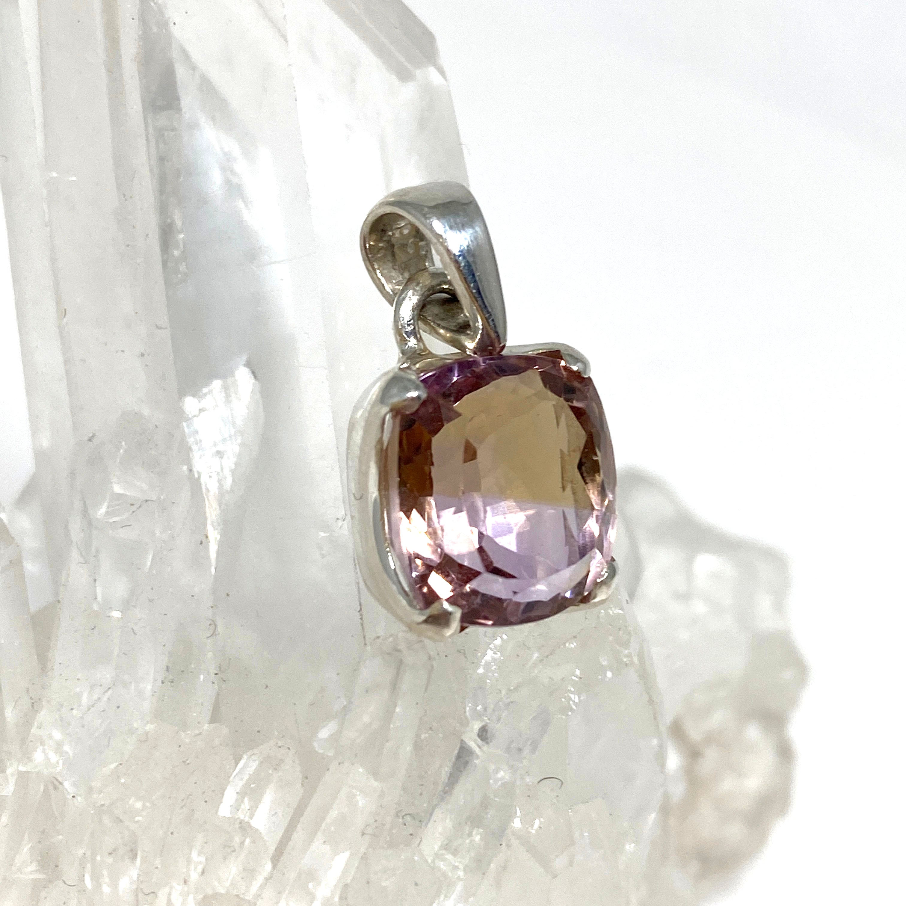 Natural Ametrine Square Faceted Pendant Necklace - 925 Sterling Silver Jewelry for Women - Perfect for Gifts, Parties & Special Occasions