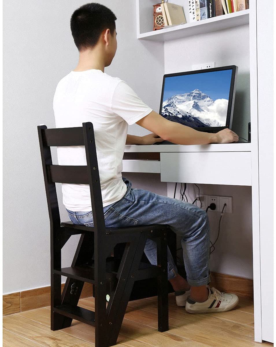 FADUNI 4-Step Foldable Step Stool for Home, Kitchen, Office - Creative Transformable Ladder Stool with Non-Slip Feet, Space Saving Design, Indoor Use (Library, Shelves, Cabinets)