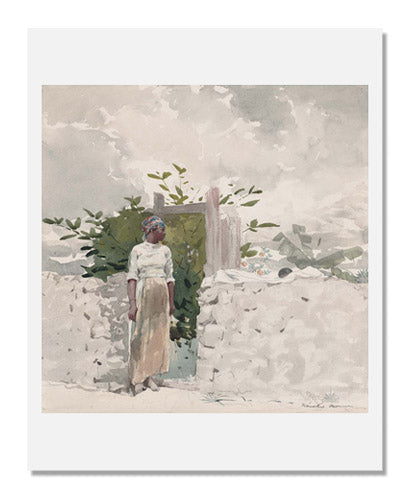 Winslow Homer Art Print - Woman Standing by a Gate Bahamas Painting - Vintage Wall Decor for Living Room, Office & Gallery