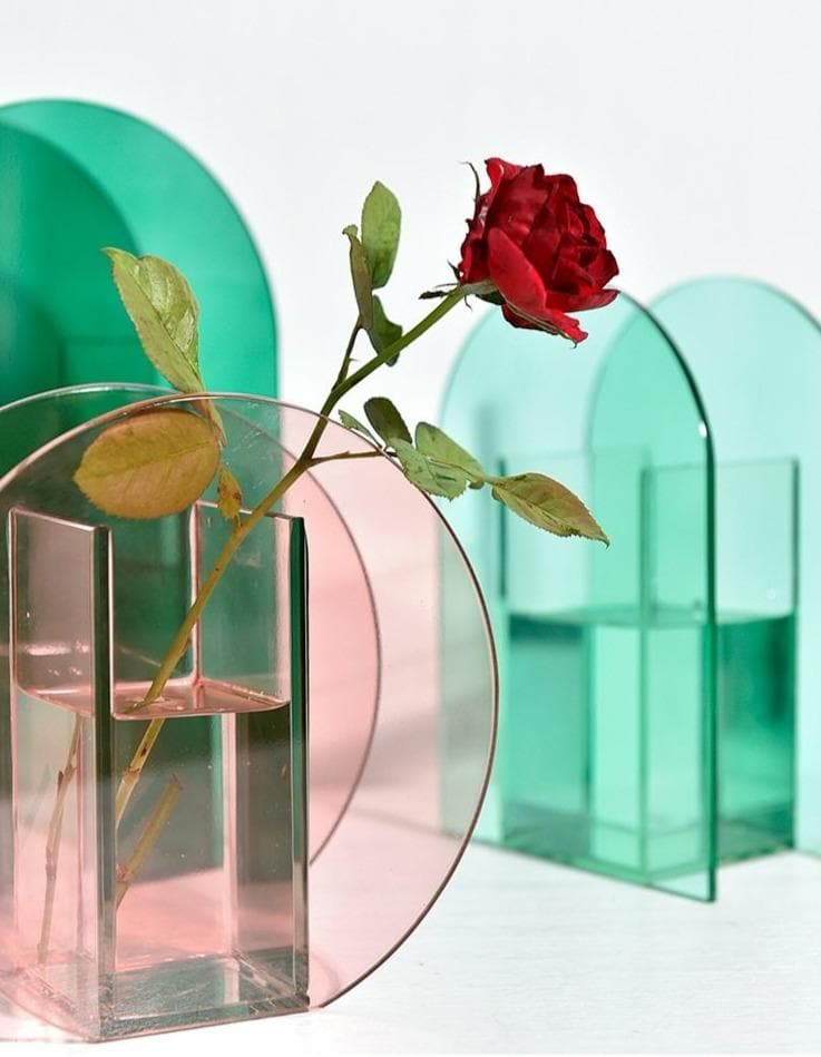Modern Acrylic Vase for Home & Office Decor - Elegant Lightweight Tabletop Centerpiece for Flowers, Wedding Decor, Living Room, Dining Table and Desk Accessories