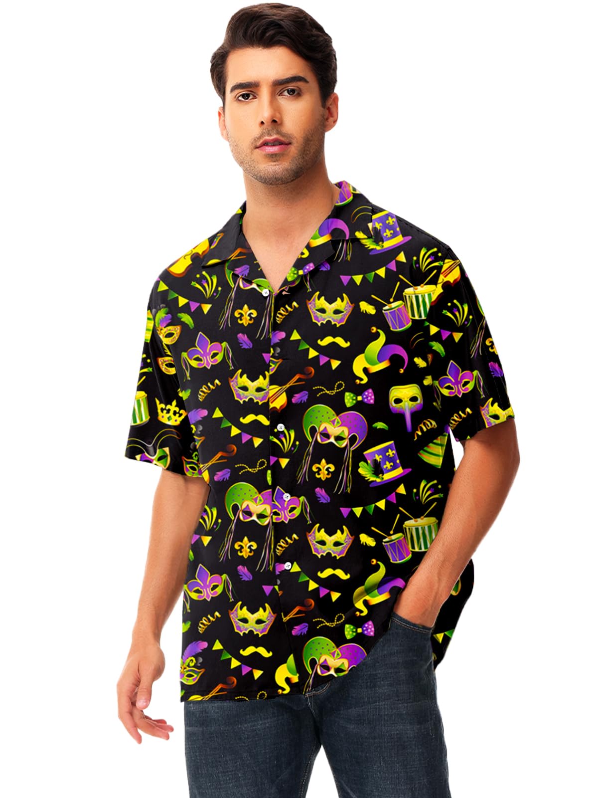 Funny Easter Bunny Egg Hawaiian Shirt for Men - AOBUTE Holiday Party Shirt with Rabbit Design - Perfect for Easter Celebrations, Beach Vacations & Summer Parties