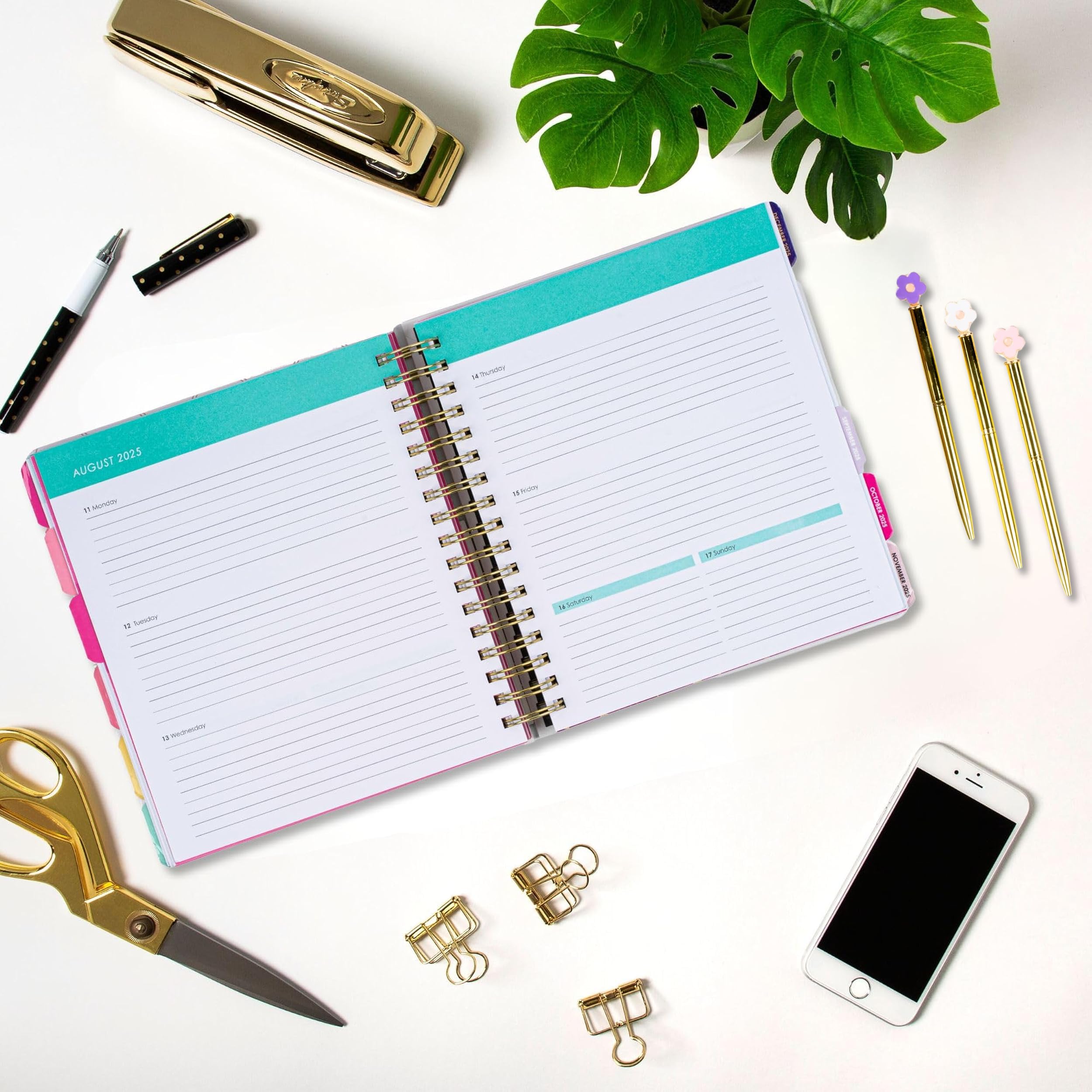 Votum 18-Month Large Academic Planner 2025-2026 (January 2025 - June 2026) - Daily Weekly Monthly Organizer with Twin-Ring Binding, Blue Floral Design, 3 Sticker Sheets & Notes Pages - Perfect for School, Work, College Students & Office Professionals