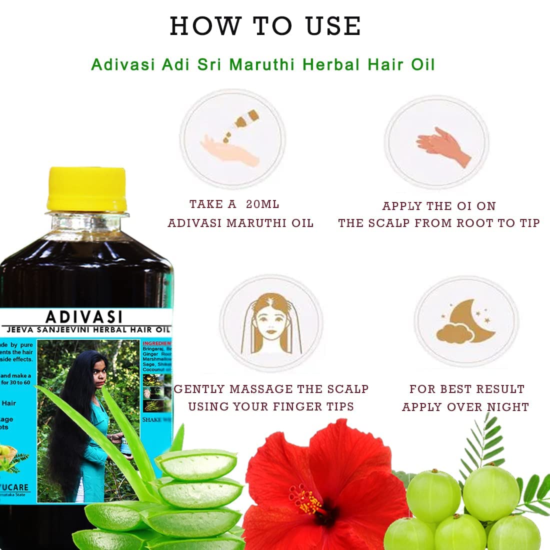 Adi Sri Maruthi Jhadiwalo Adivasi Jeevasanjeevini Herbal Hair Oil 250ml - Natural Ayurvedic Hair Growth Treatment for Dry, Damaged Hair - Promotes Thickness & Shine - Perfect for Daily Hair Care & Scalp Massage