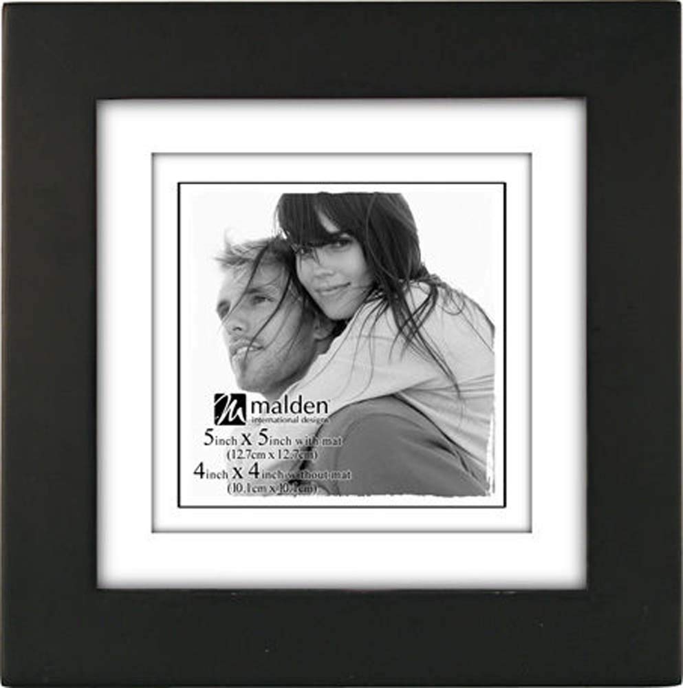 4x4 Black Matted Picture Frame by Malden - Perfect for Displaying Photos, Artwork, and Certificates in Home or Office Decor