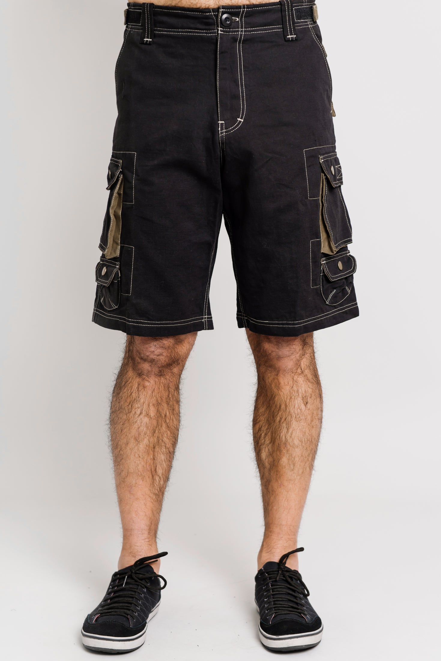 Men's Cargo Shorts - Black Cotton Work Shorts with Multiple Pockets | Durable & Comfortable for Outdoor Activities, Hiking, and Casual Wear