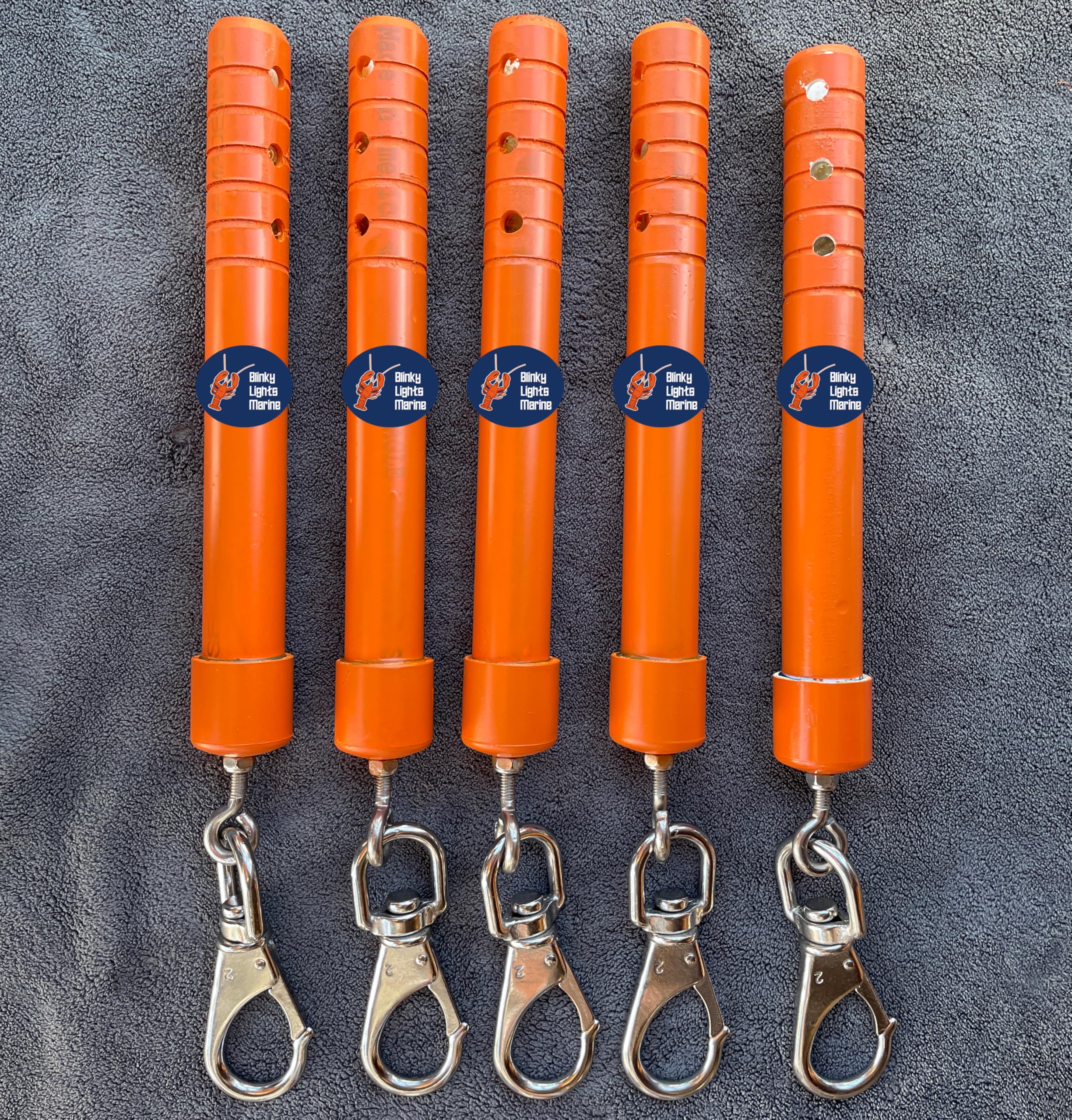 Orange Marine Lobster Crab Hoop Net Marker Buoy Float Stick - Pack of 5 | High Visibility Fishing Gear for Night Crabbing & Lobstering