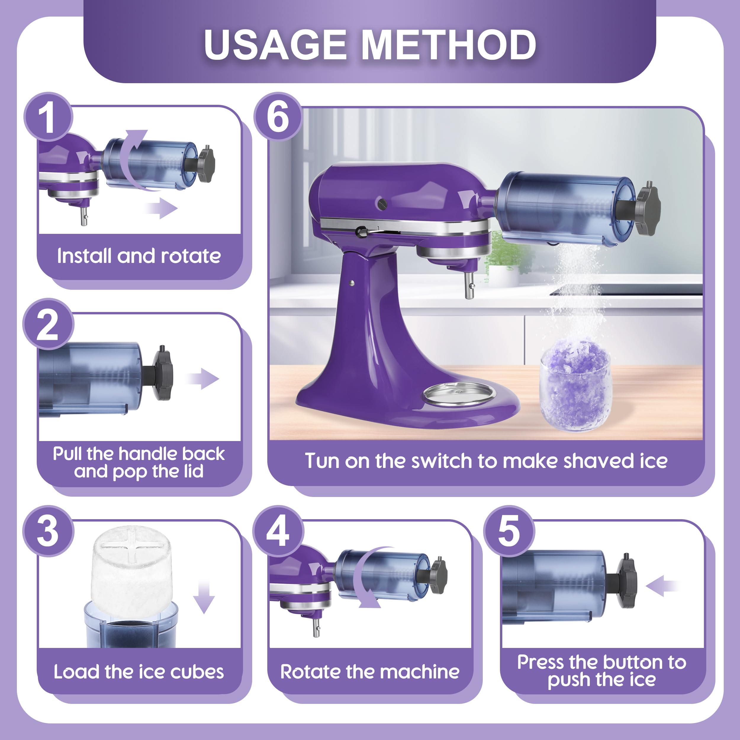 **KitchenAid Stand Mixer Shaved Ice Attachment - Homemade Snow Cone Maker with 10 Reusable Ice Cube Molds & Instruction Manual - Perfect for Summer Parties, Desserts & Family Fun**