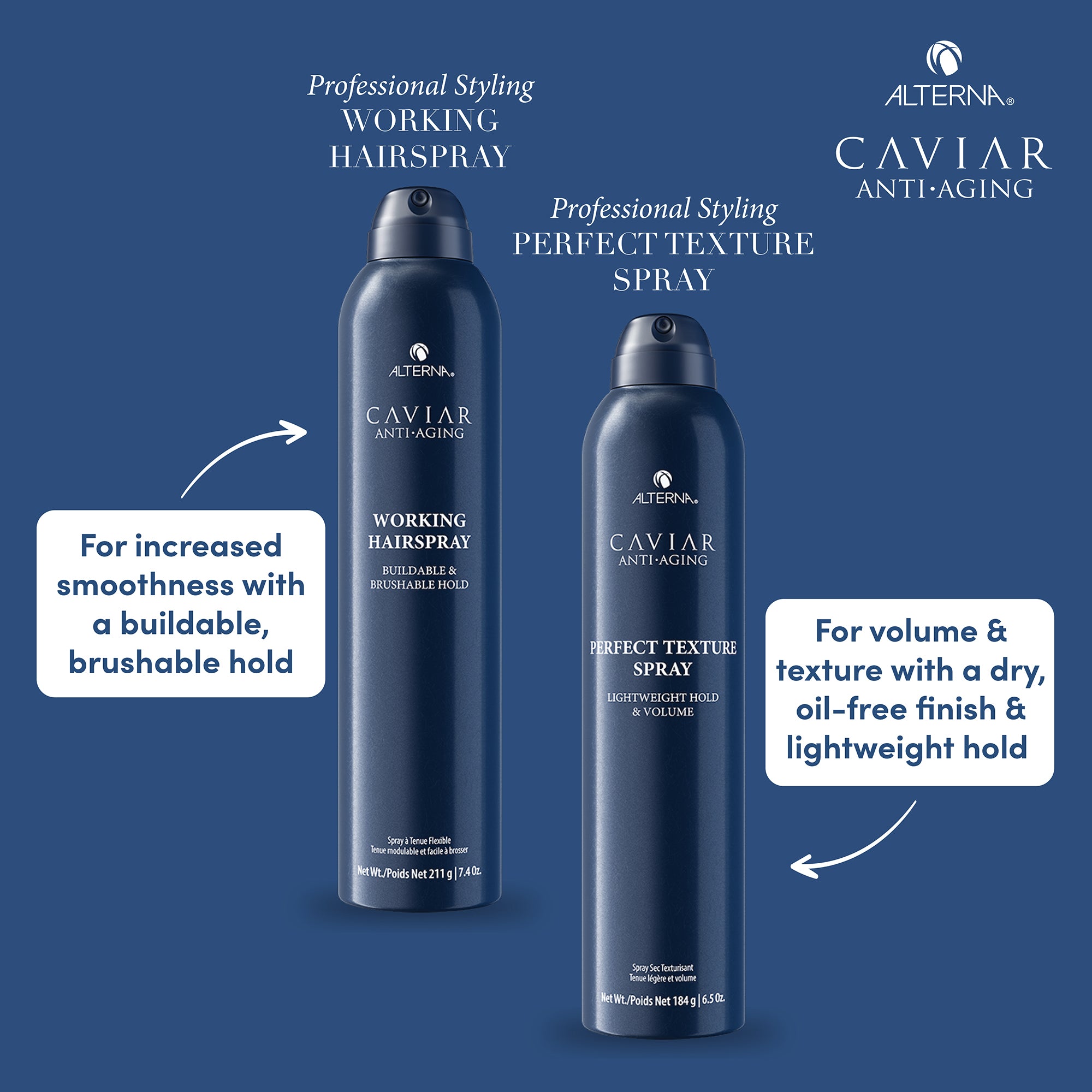 Alterna Caviar Anti-Aging Working Hair Spray - Volumizing & Heat Protectant for Fine, Thin Hair - Perfect for Styling, Blowouts & Everyday Use