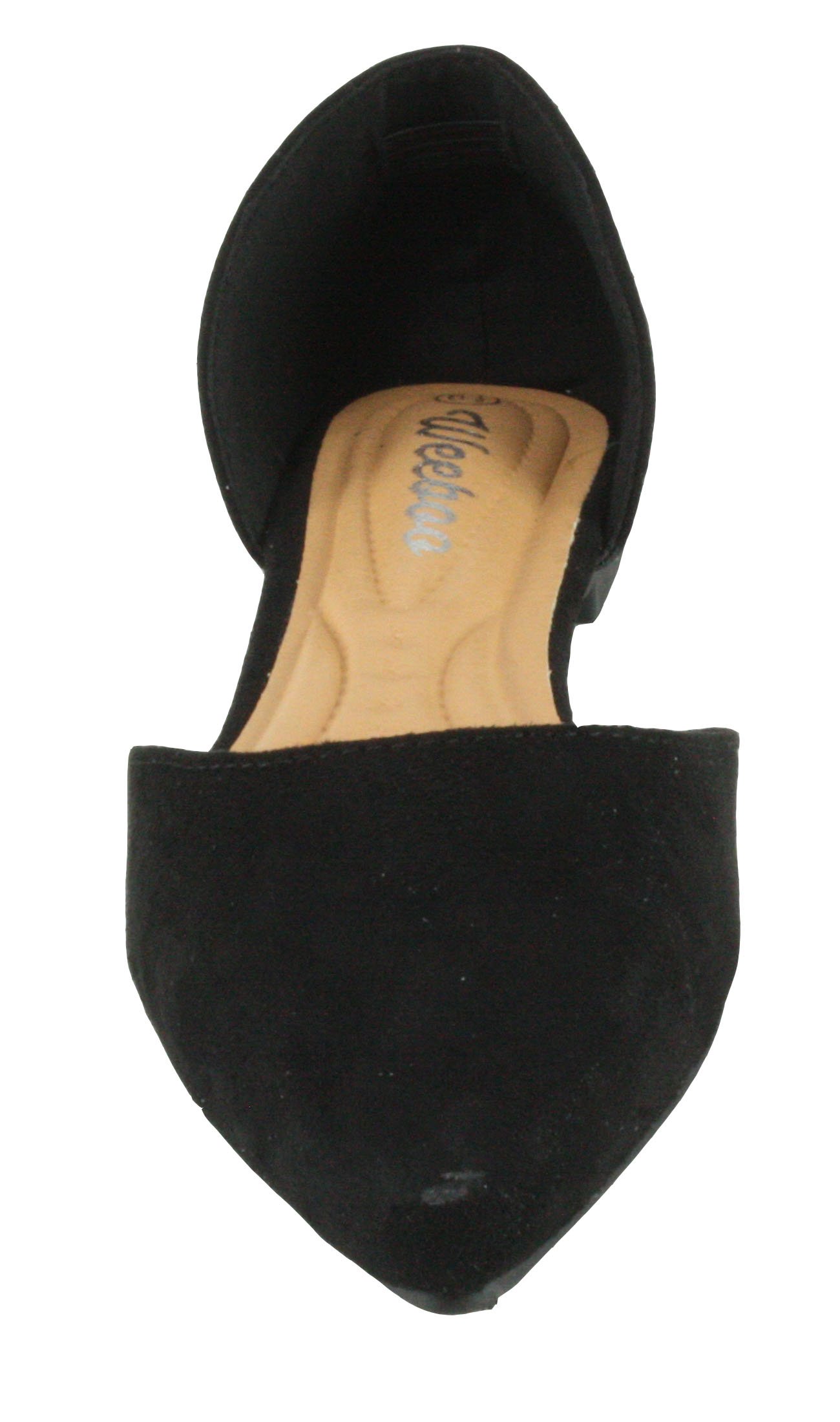 Weeboo Women's Doris-28 Pointed Toe D'Orsay Flats - Faux Suede Ballet Flat Shoes for Work, Office & Dressy Occasions