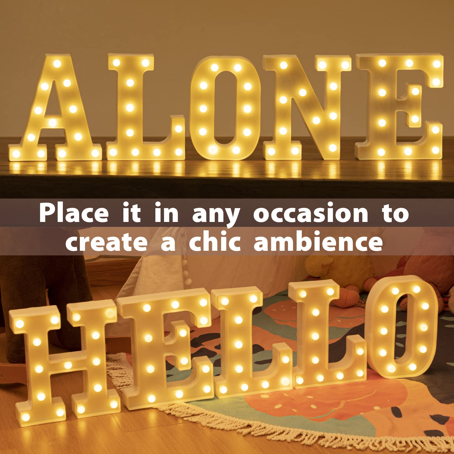 HXWEIYE LED Light Up Letters L - Warm White Marquee Alphabet & Number Signs for Party, Birthday, Bar, Christmas Decor - Battery Powered Big Letters for Home & Event Lighting