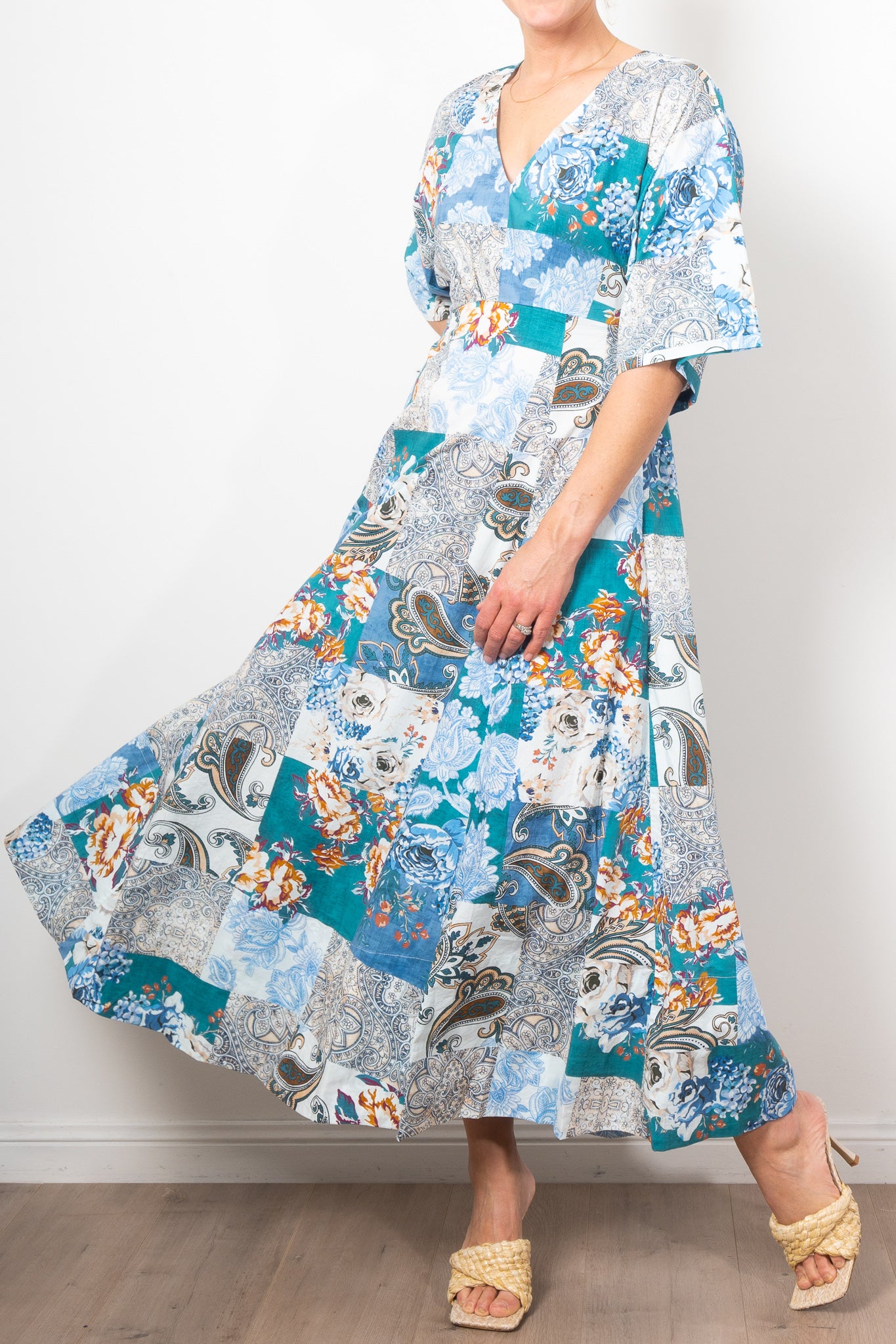 Kinney Ellis Patchwork Dress - Stylish Boho Floral Print Maxi Dress for Women | Perfect for Summer Vacations, Beach Parties & Casual Outings