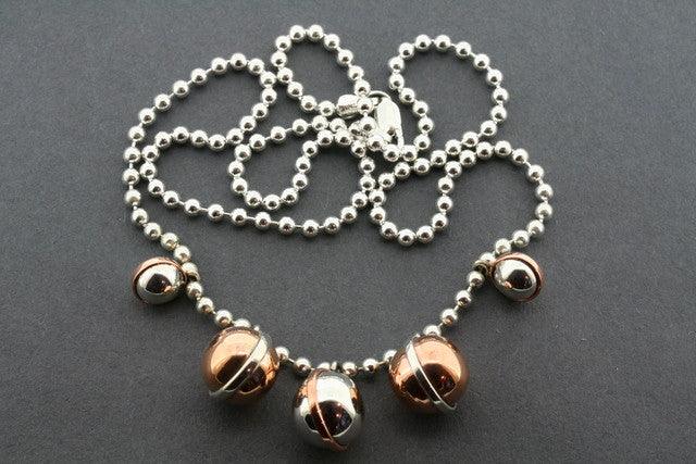 5-Piece Silver & Copper Ball Necklace Set - Elegant Layered Jewelry for Women - Perfect for Everyday Wear, Parties & Gifts
