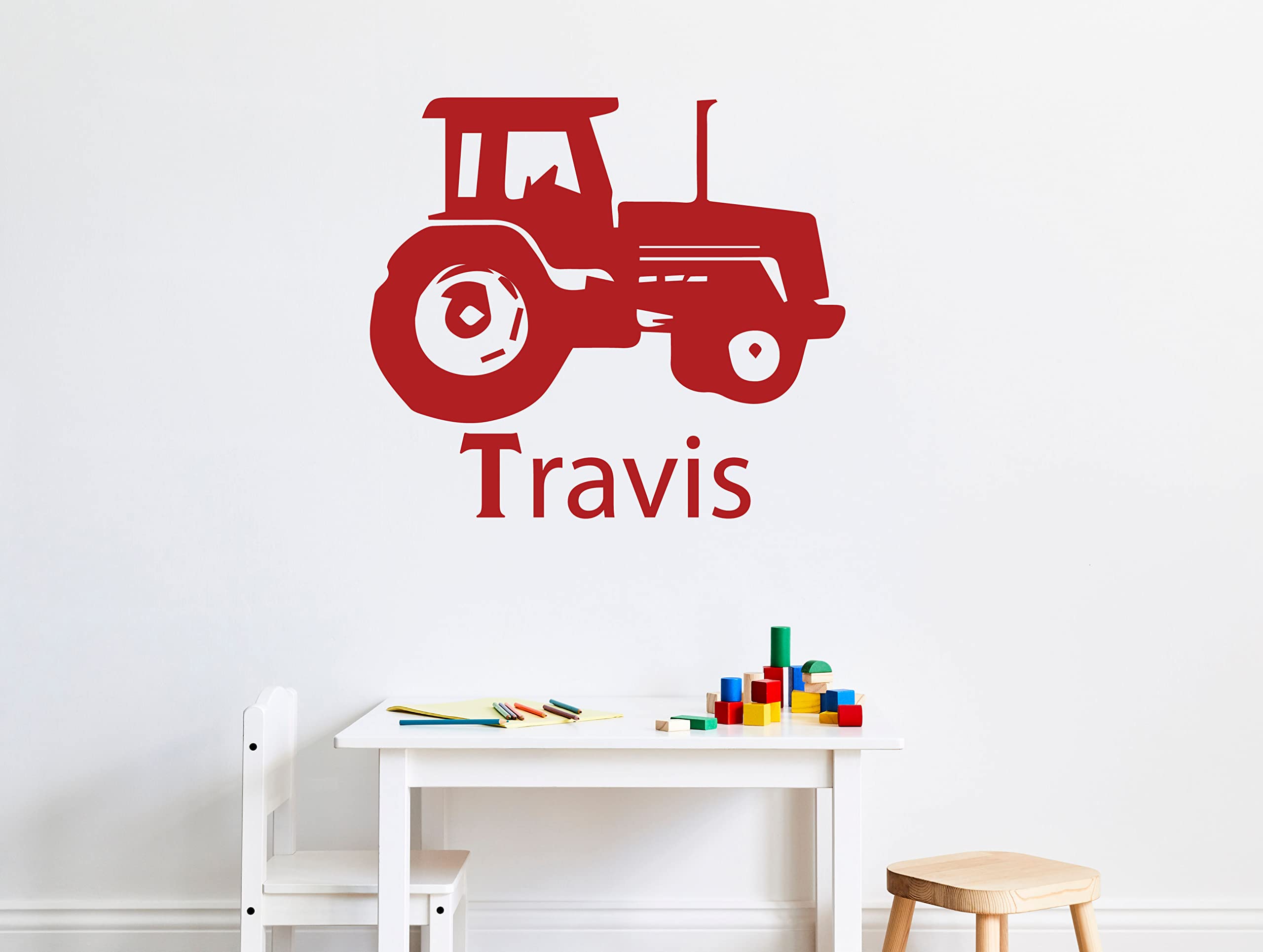 Custom Tractor Vinyl Wall Decal - Personalized Name Home Decor for Bedroom, Nursery, Barn & Game Room - Removable Wall Sticker - Perfect for Farmhouse, Kids Room & Man Cave Decor