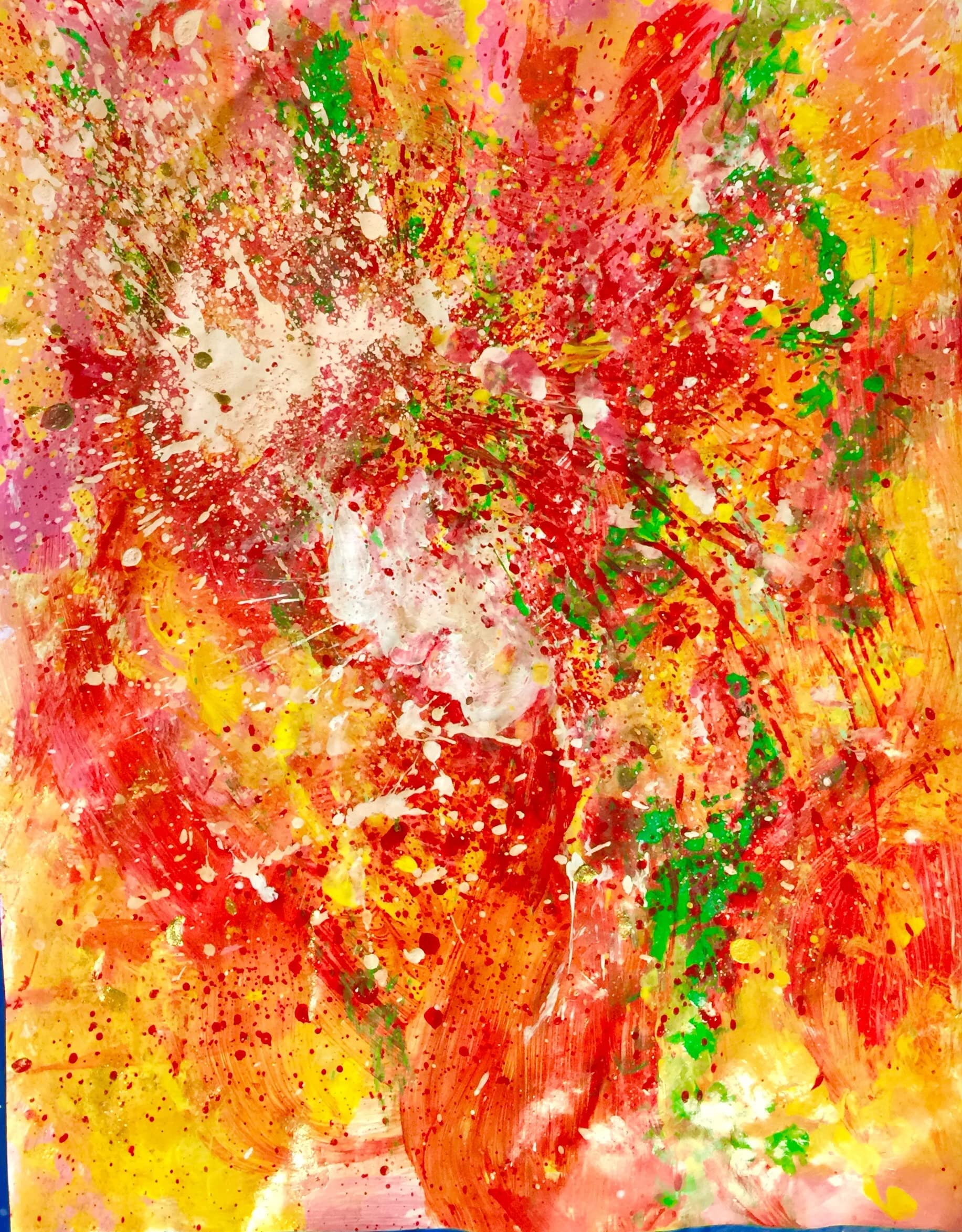 Fiery Vase Abstract Wall Art - 36x24 Inch Colorful Canvas Painting Print for Living Room, Bedroom & Office Decor | Modern Home Wall Decorations