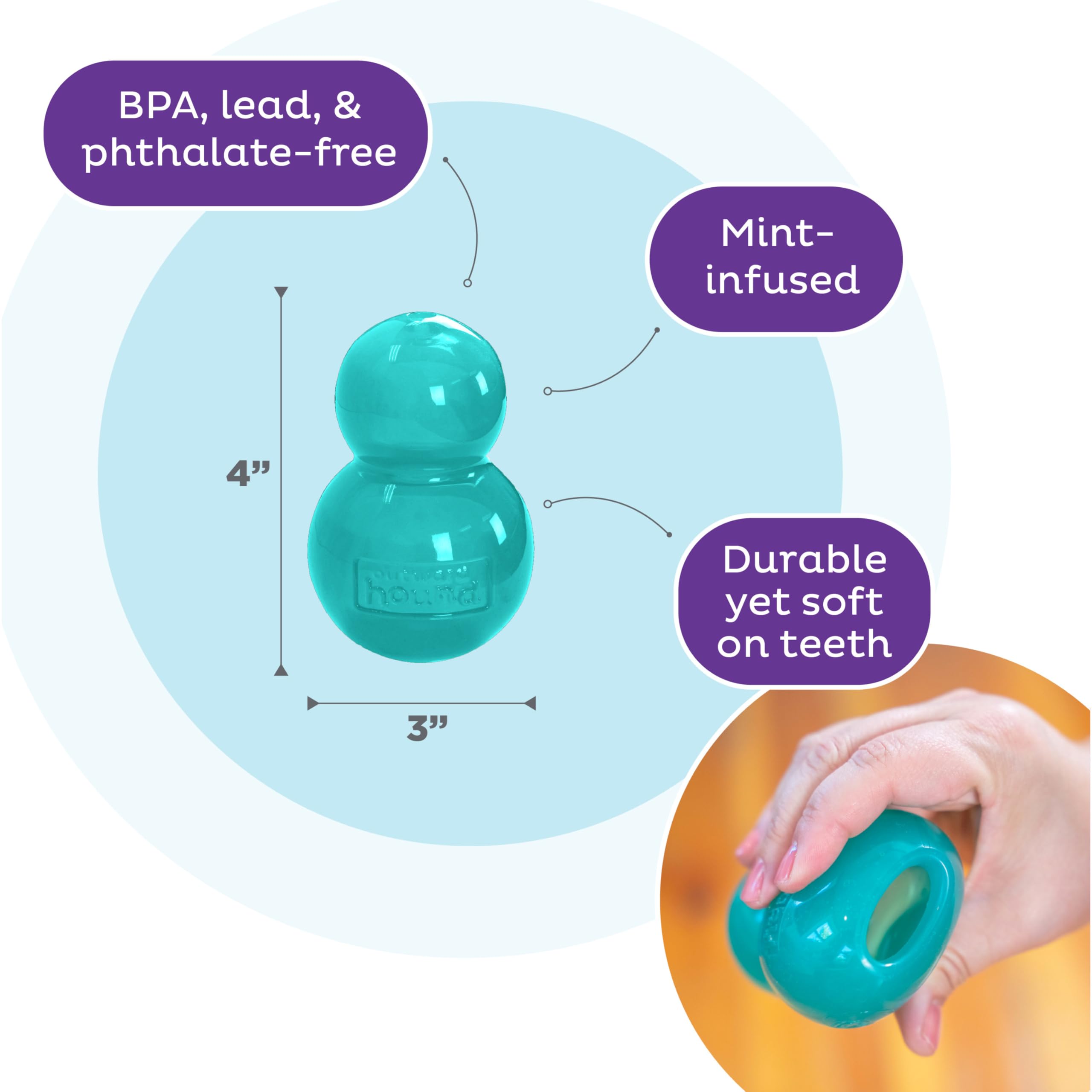 Outward Hound Durable Double-Tuff Interactive Treat Stuffer Dog Chew Toy - Medium Blue for Aggressive Chewers | Perfect for Training, Boredom Relief & Mental Stimulation