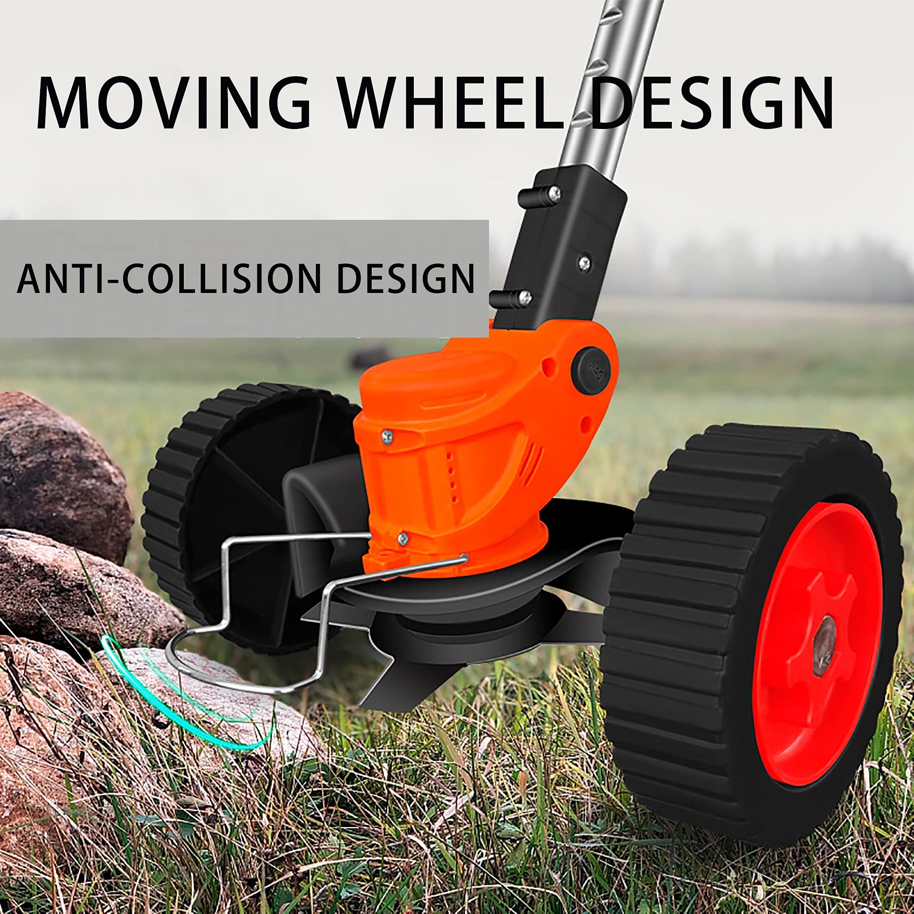 24V Cordless Grass Trimmer with Command Feed & 2 Batteries - Lightweight Lawn Trimmer for Professional Yard Work - Perfect for Edging, Trimming, and Maintaining Lawns, Gardens & Landscapes