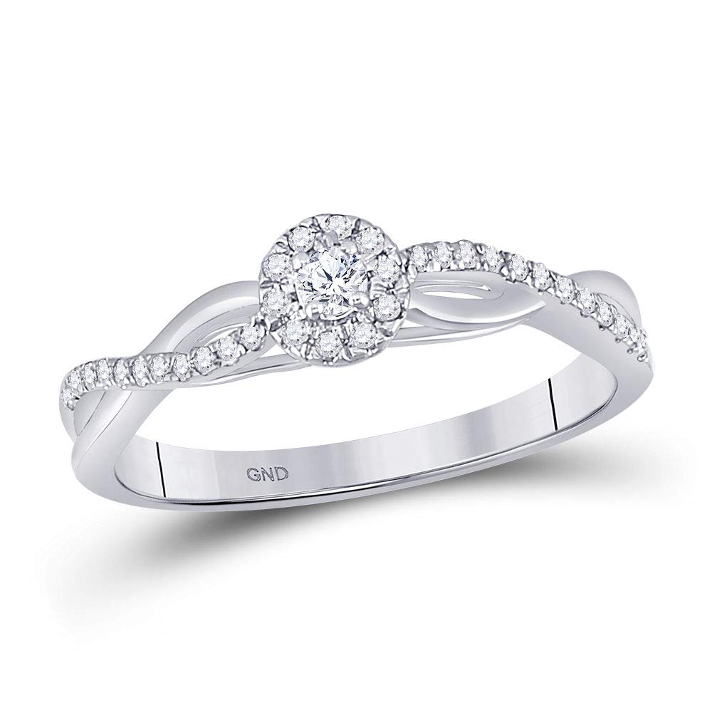 10K White Gold Women's Round Diamond Solitaire Promise Ring - 1/5 CTTW - Perfect for Engagement, Anniversary & Special Occasions
