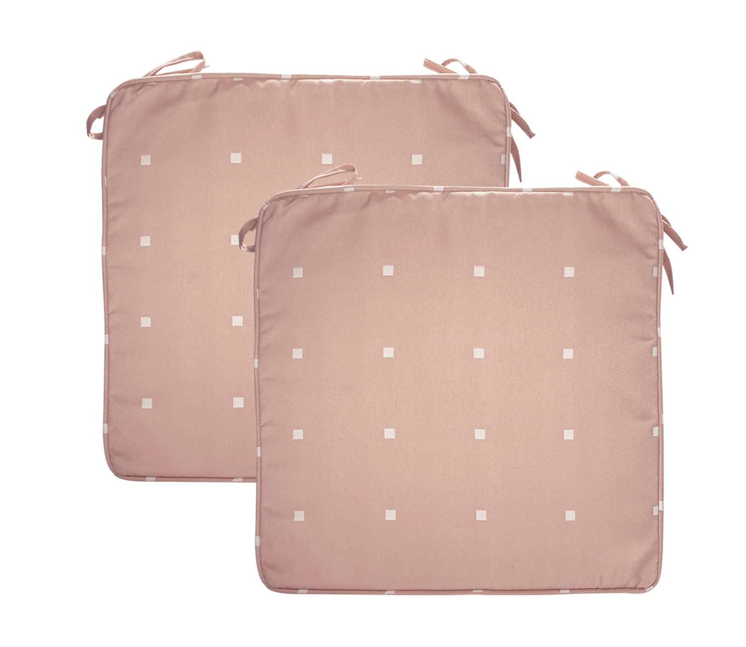 Outdoor Chair Cushions Set of 2 - 18x18 Inch Pink Polka Dot Square Patio Seat Cushions with Ties - Waterproof & UV Resistant for Garden, Deck, Poolside Furniture (Perfect for Outdoor Lounging & Entertaining)
