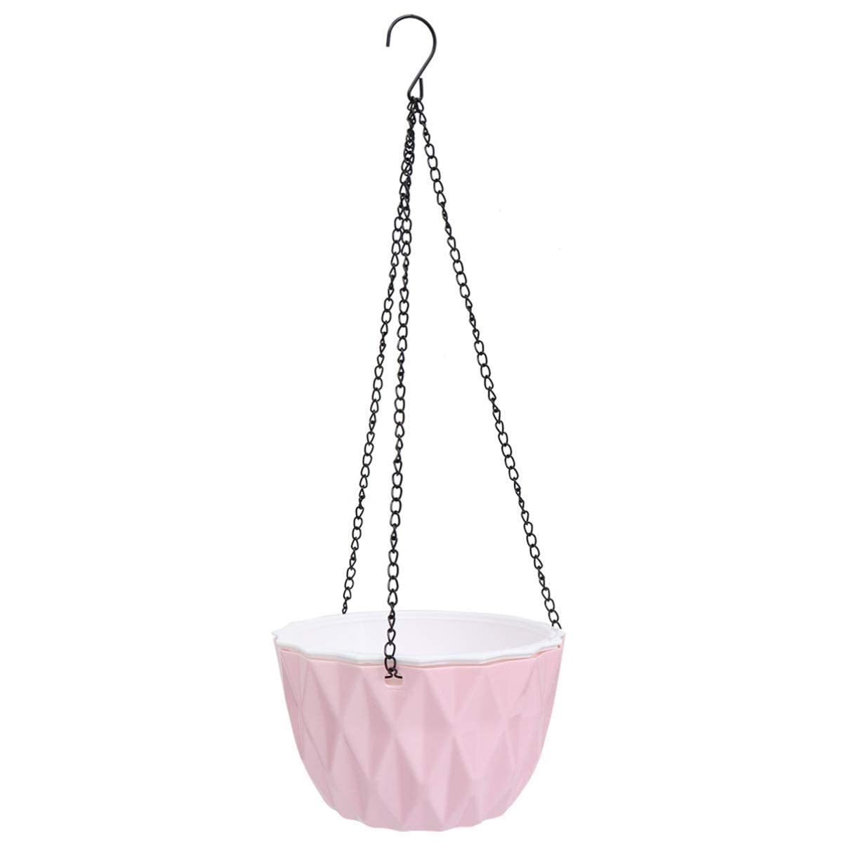 **Plastic Resin Hanging Flower Pot with Chain Hook & Self-Watering System - Indoor/Outdoor Hanging Planter for Balcony, Garden, and Patio Decor**