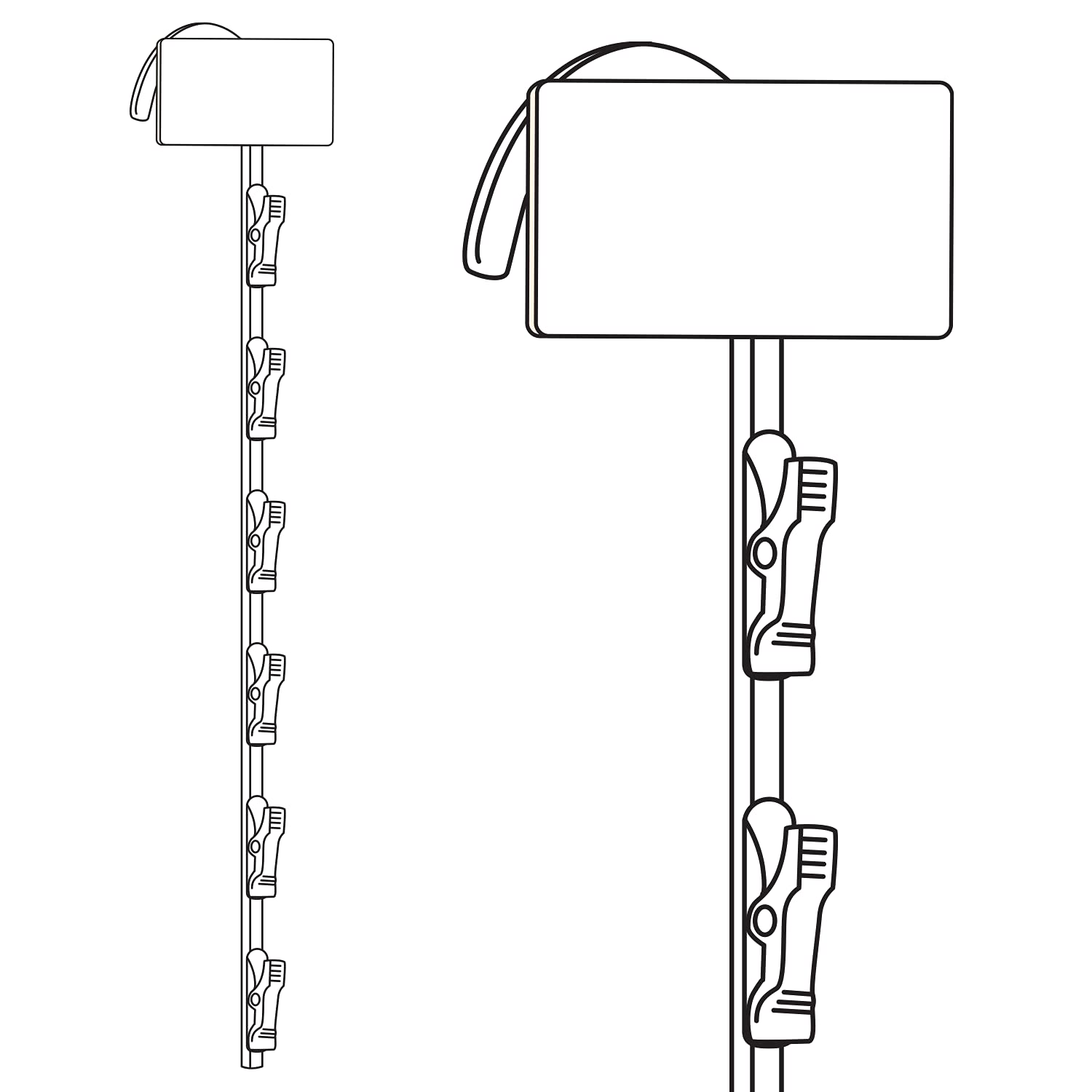 MS-16 Metal Merchandising Strip - 6 Station Retail Display with Powder Coated Steel Wand (17