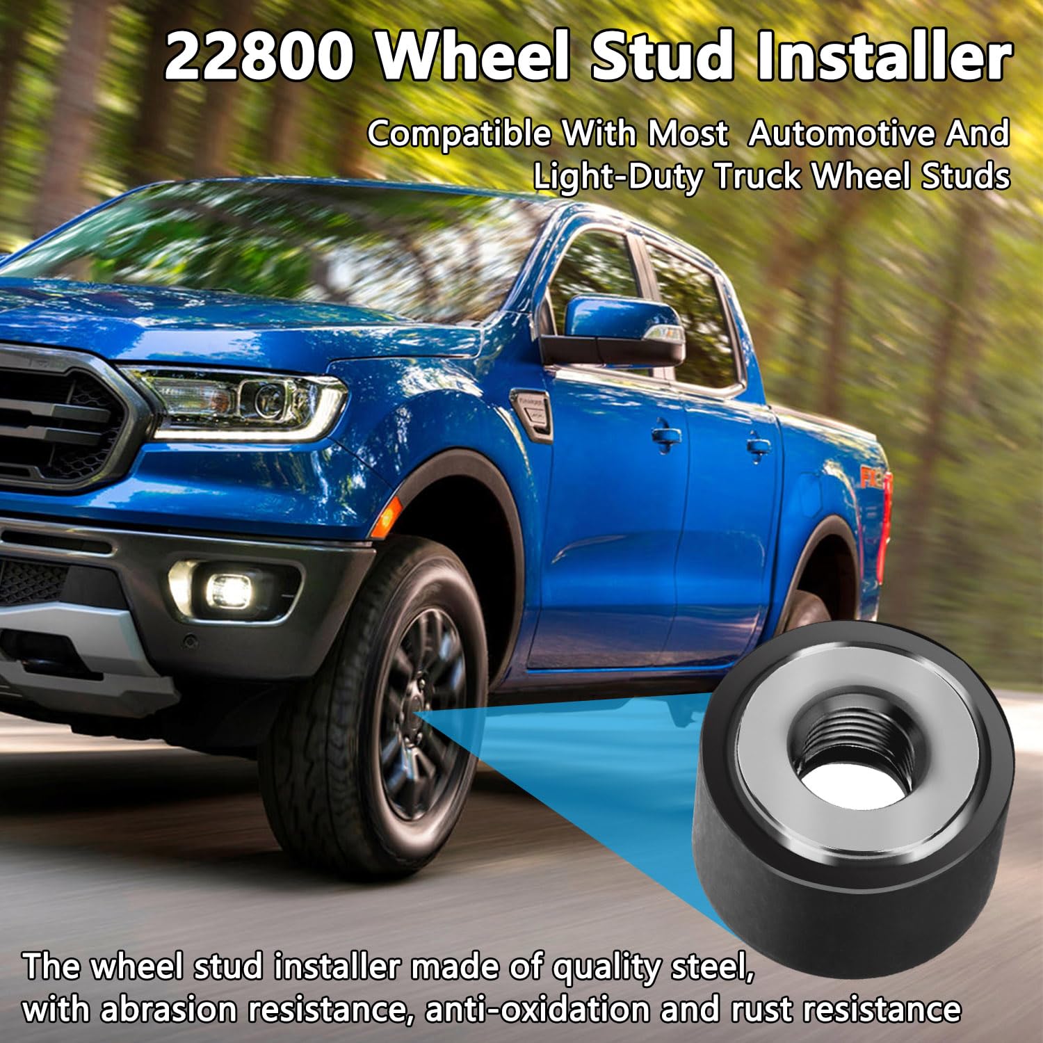 22800 Wheel Stud Installer Kit - Replace Most Automotive & Light-Duty Truck Wheel Studs (2pc Studs with 3 Lug Nuts) - Perfect for DIY Car Repairs, Wheel Replacements & Emergency Roadside Fixes