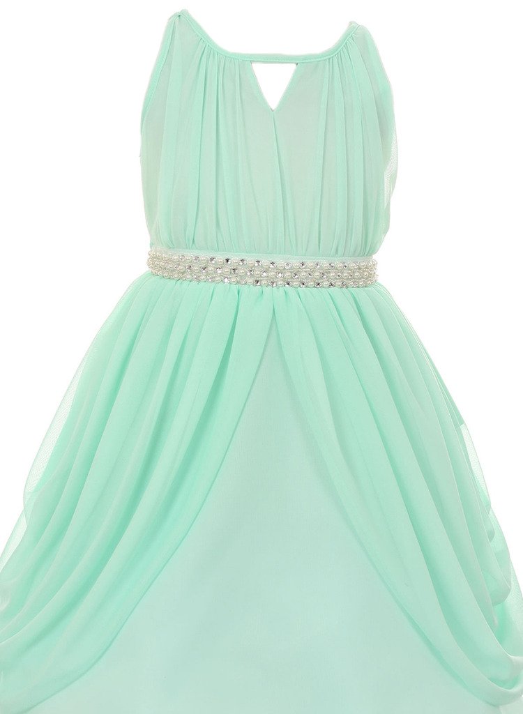 Elegant Grecian Chiffon Flower Girl Dresses for Big Girls | iGirlDress | Perfect for Weddings, Pageants & Special Occasions
