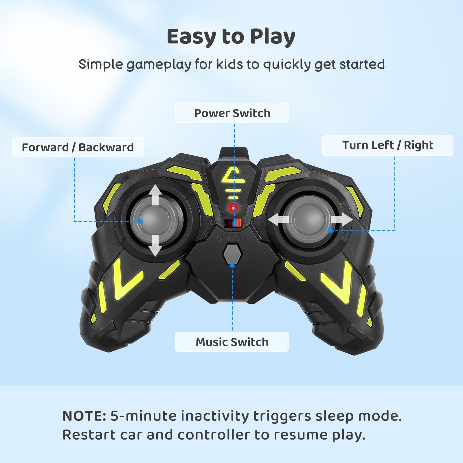 SGILE 2.4GHz Remote Control Race Car with LED Lights & Music - High Speed RC Toy Car for Boys Girls Kids Ages 3-8 - Perfect Birthday Gift for Toddlers & Preschoolers - Indoor & Outdoor Play, Backyard Racing Fun